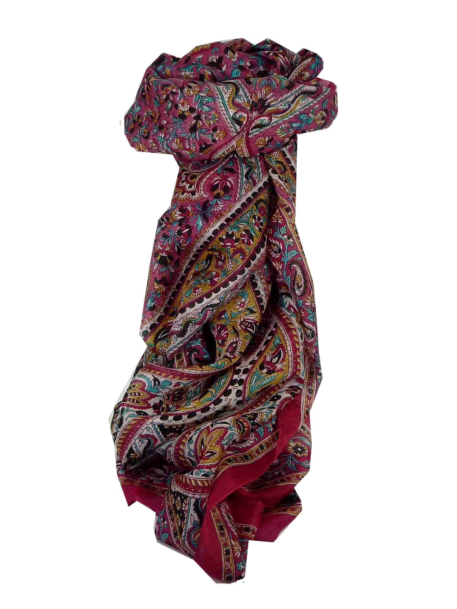 Mulberry Silk Traditional Long Scarf Celisa Fuchsia by Pashmina & Silk