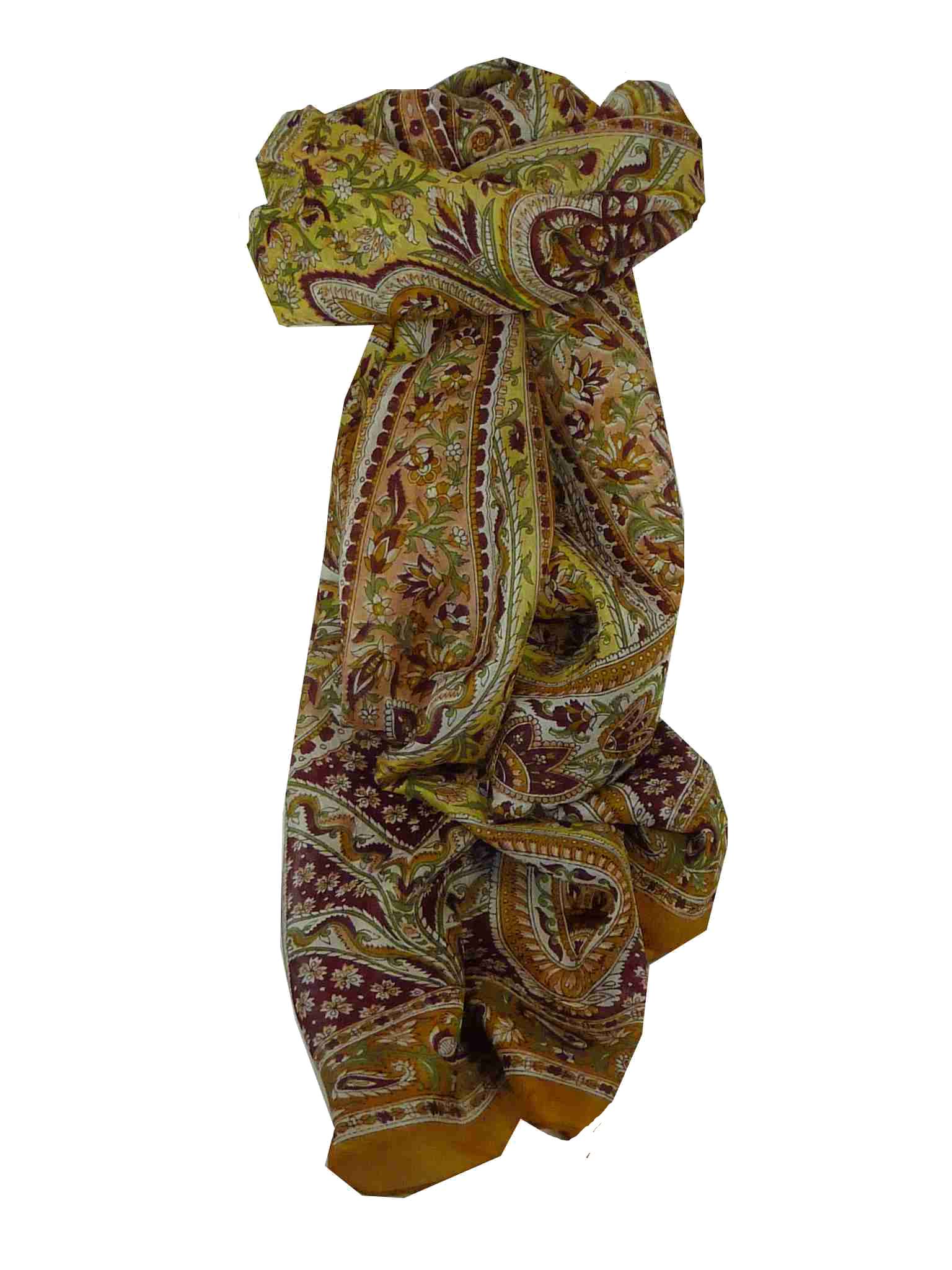 Mulberry Silk Traditional Long Scarf Celisa Gold by Pashmina & Silk