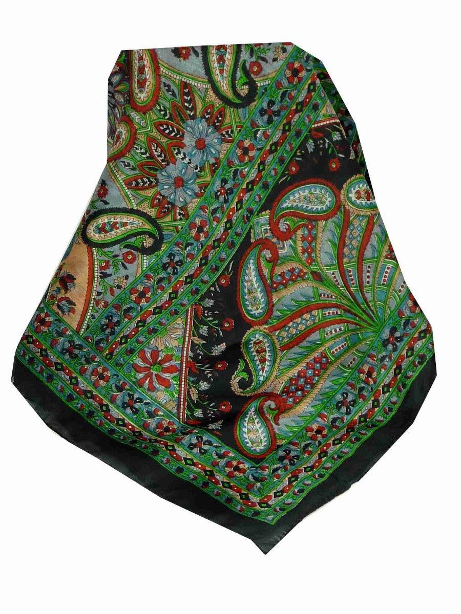 Tradizionale Sciarpa Longa di Seta Chamba Black di Pashmina & Silk