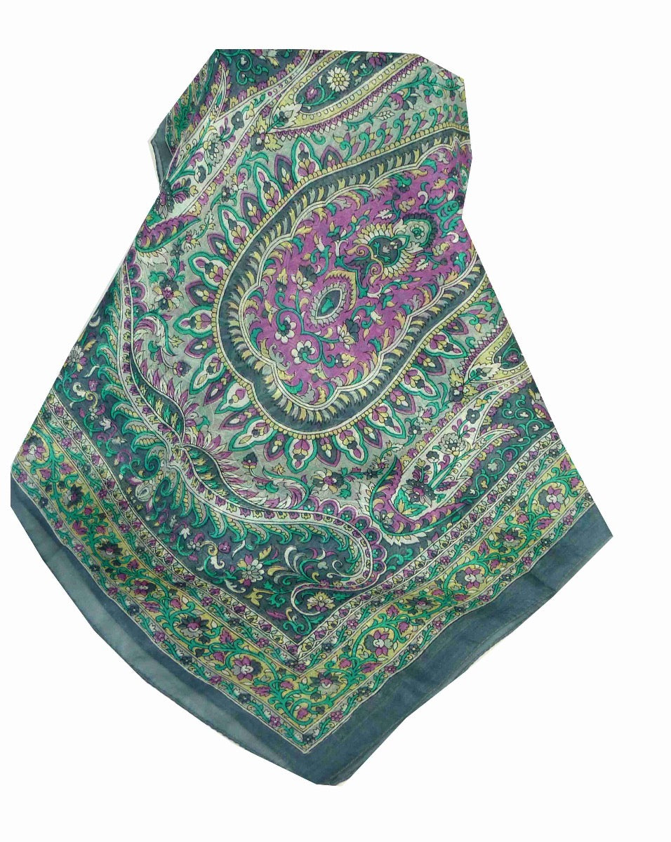 Tradizionale Sciarpa Longa di Seta Esha Grey di Pashmina & Silk