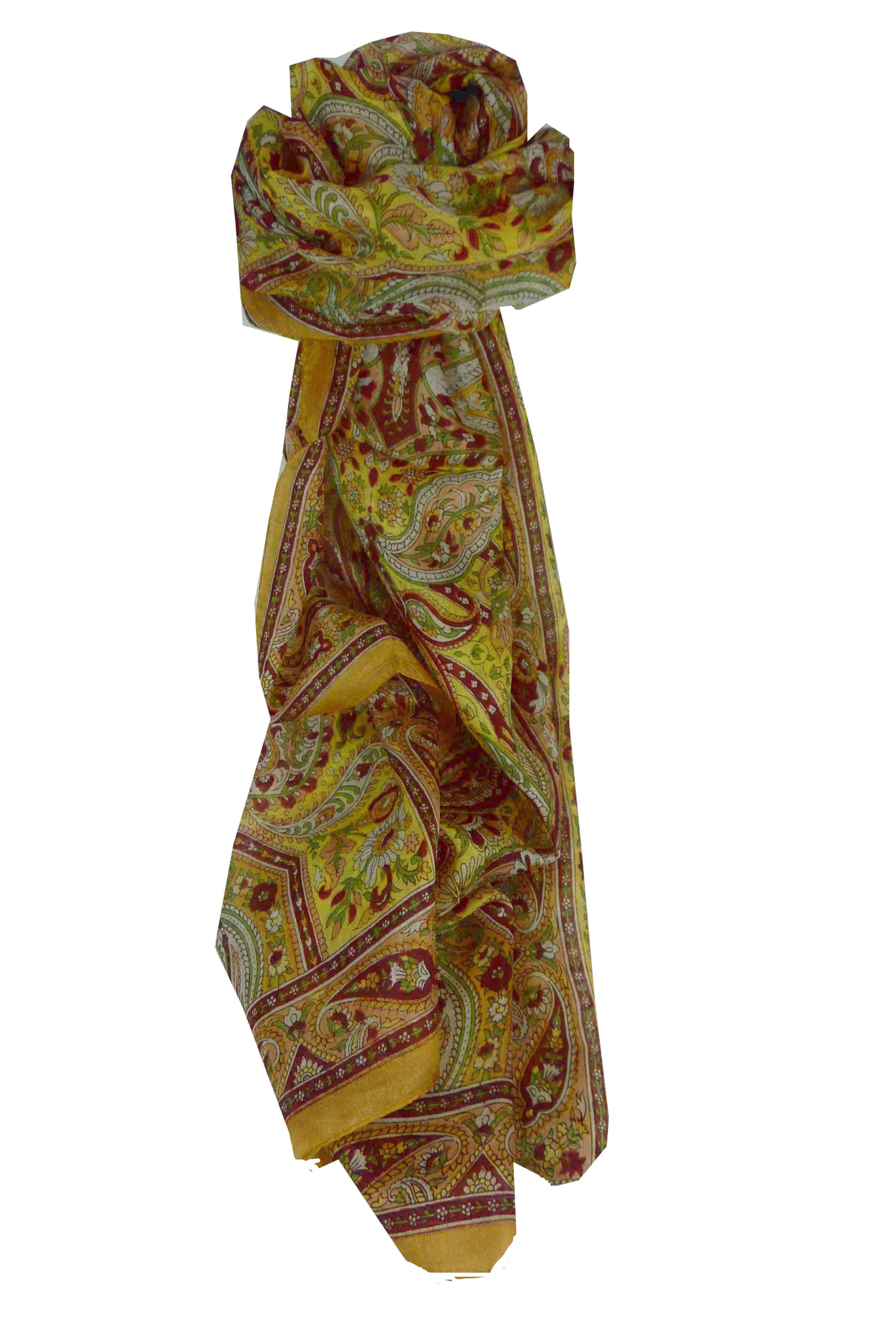Mulberry Silk Traditional Long Scarf Diya Gold by Pashmina & Silk