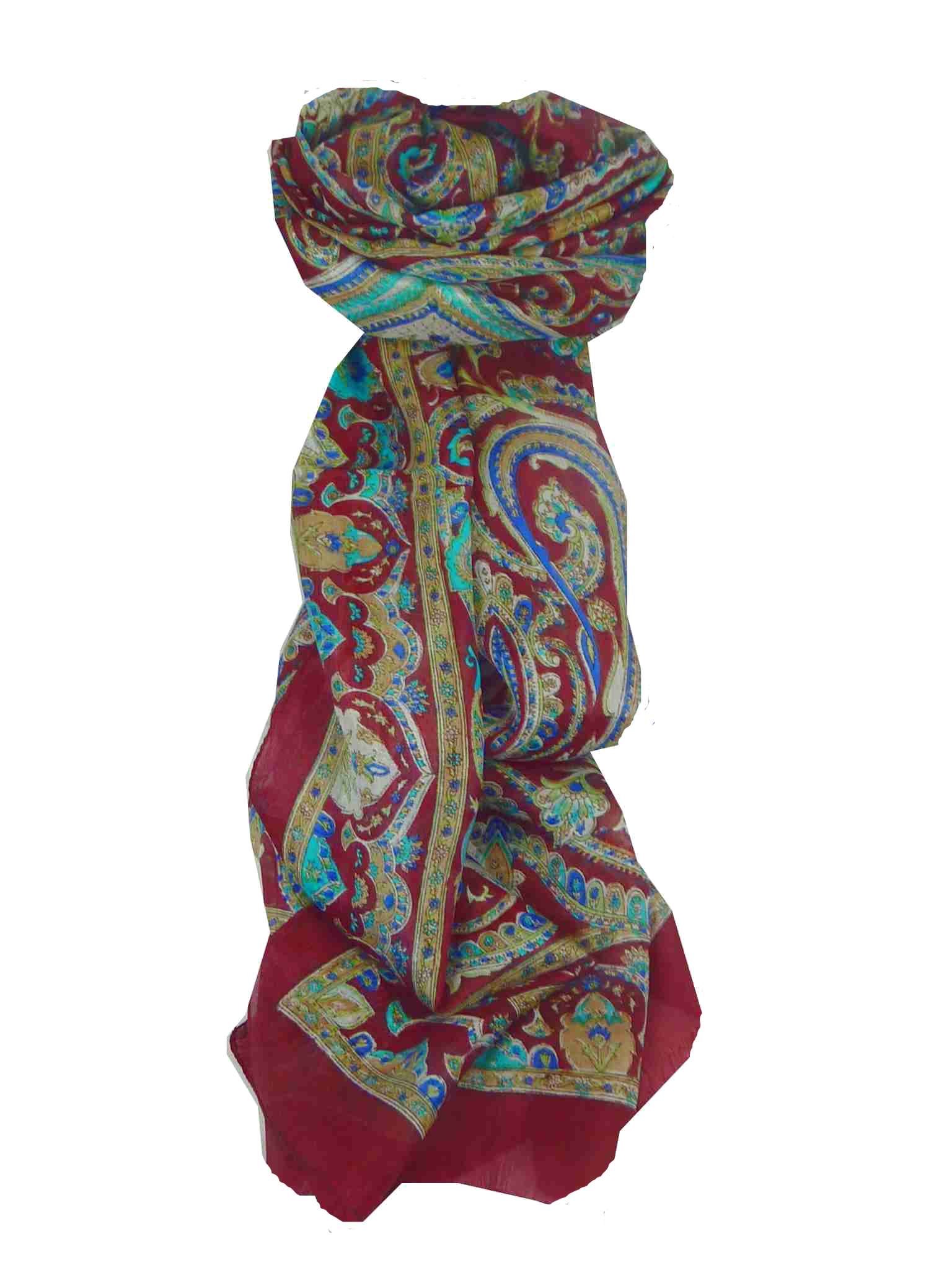 Tradizionale Sciarpa Longa di Seta Dana Wine di Pashmina & Silk