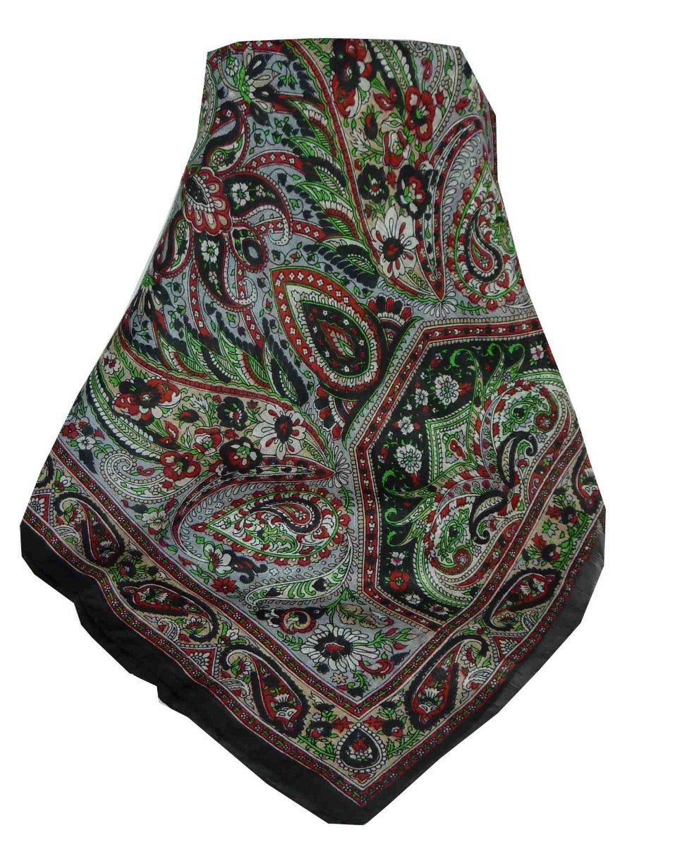 Mulberry Silk Traditional Long Scarf Diya Black by Pashmina & Silk