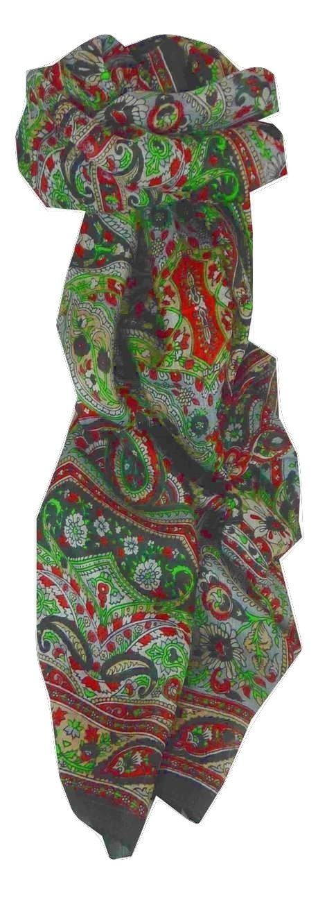 Mulberry Silk Traditional Long Scarf Diya Black by Pashmina & Silk