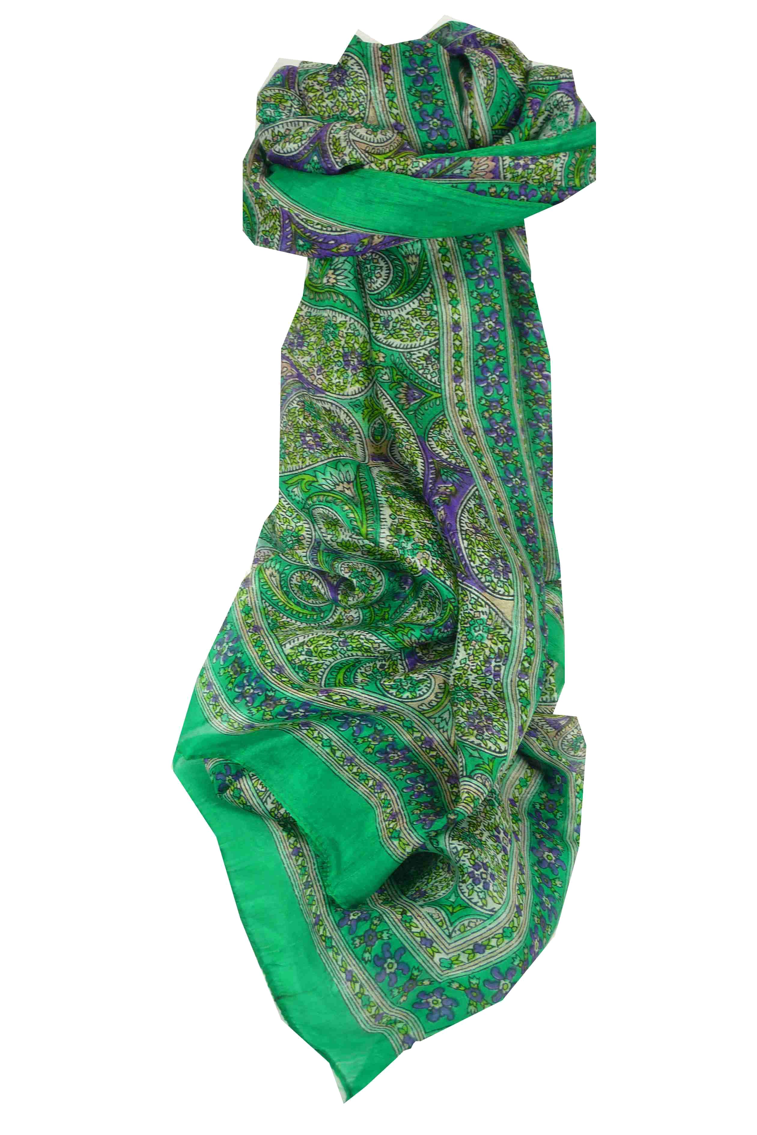 Mulberry Silk Traditional Long Scarf Chaya Teal by Pashmina & Silk