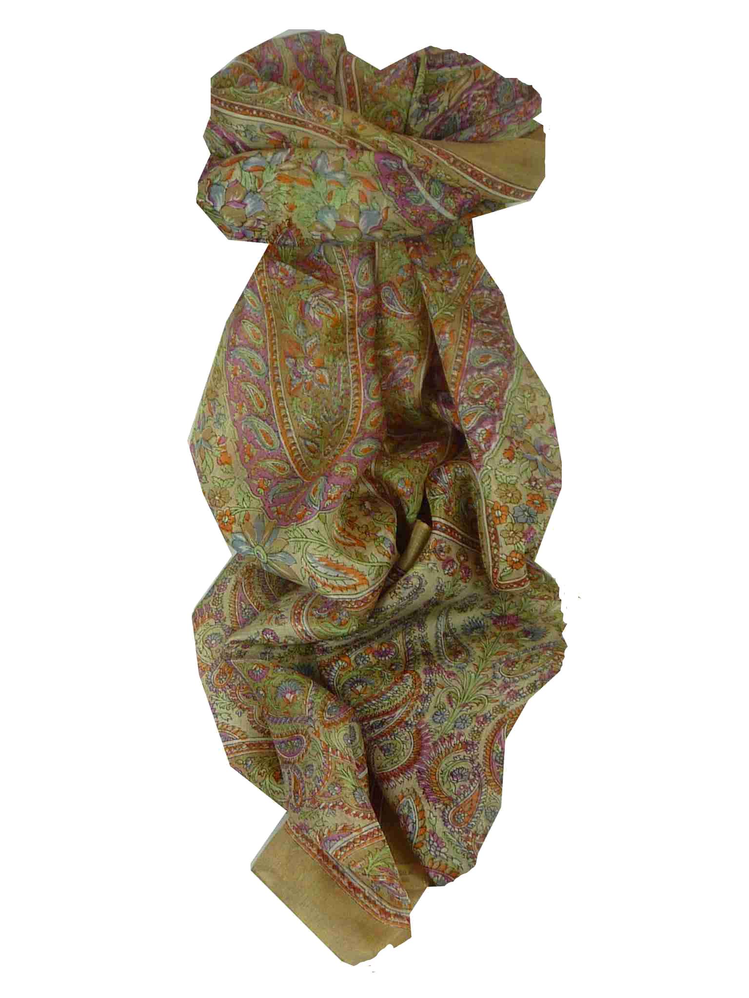 Tradizionale Sciarpa Longa di Seta Daksha Caramel di Pashmina & Silk