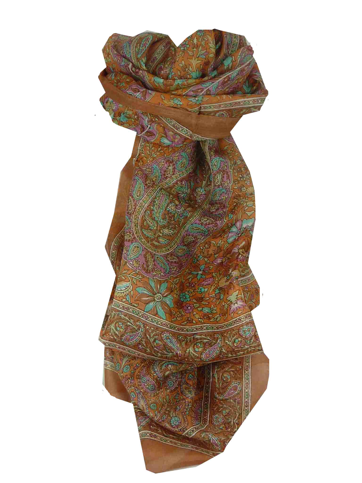 Tradizionale Sciarpa Longa di Seta Daksha Chestnut di Pashmina & Silk