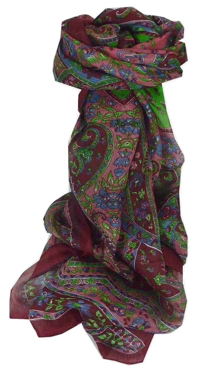 Tradizionale Sciarpa Longa di Seta Chamelia Wine di Pashmina & Silk
