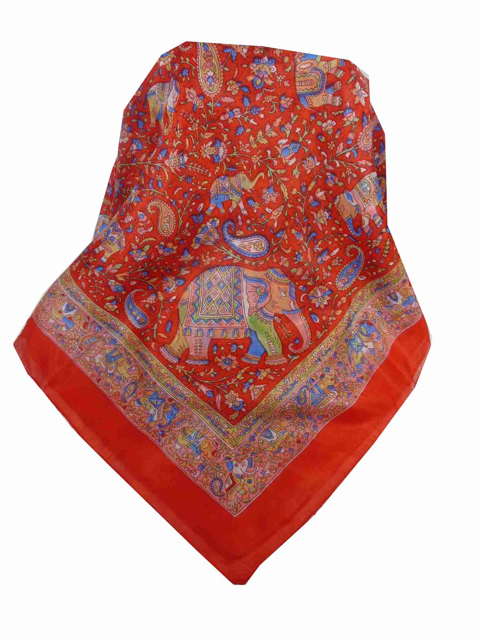 Tradizionale Sciarpa Quadrata di Seta Kalpi Red di Pashmina & Silk