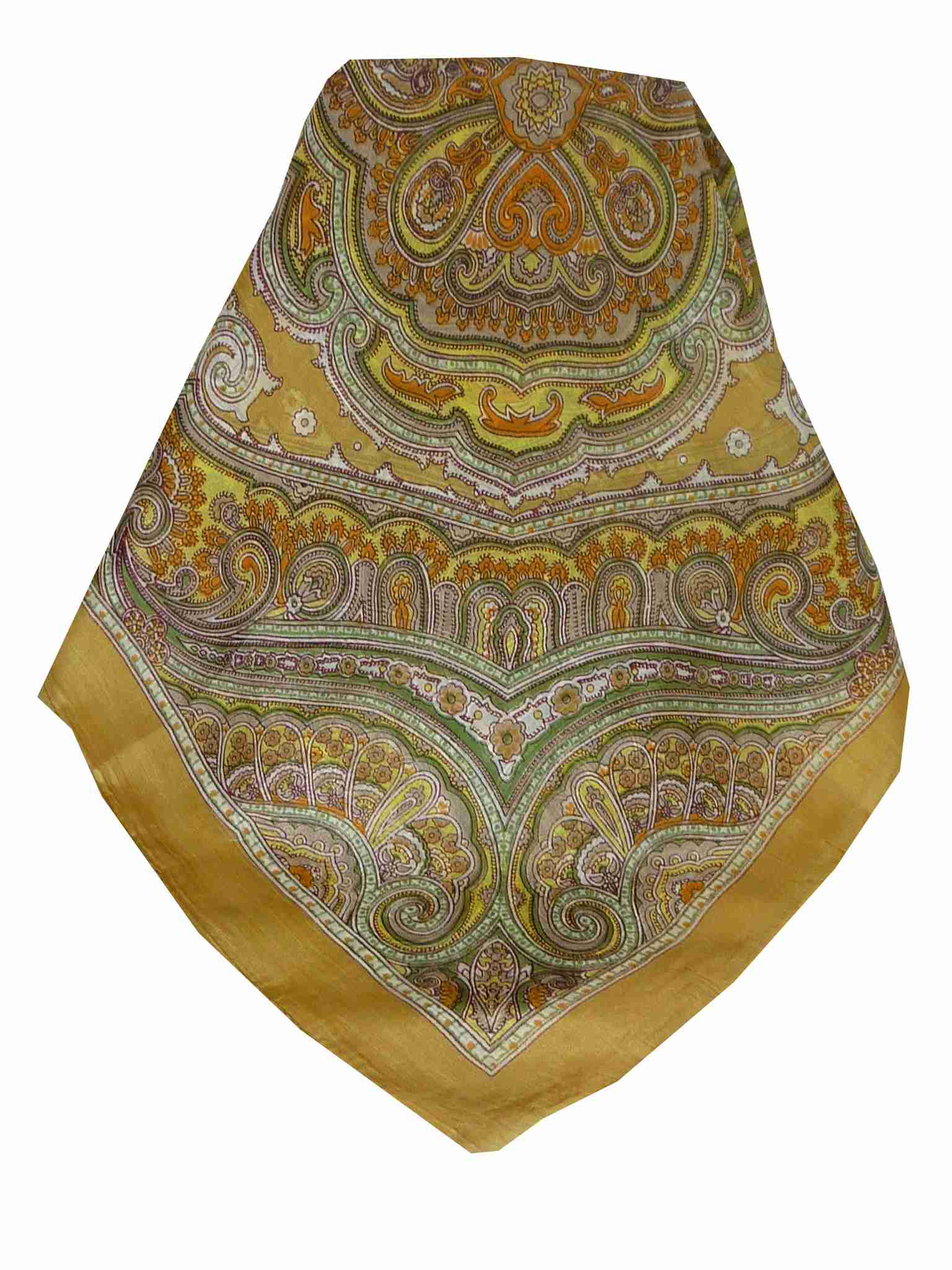 Mulberry Silk Traditional Square Scarf Jaya Gold by Pashmina & Silk
