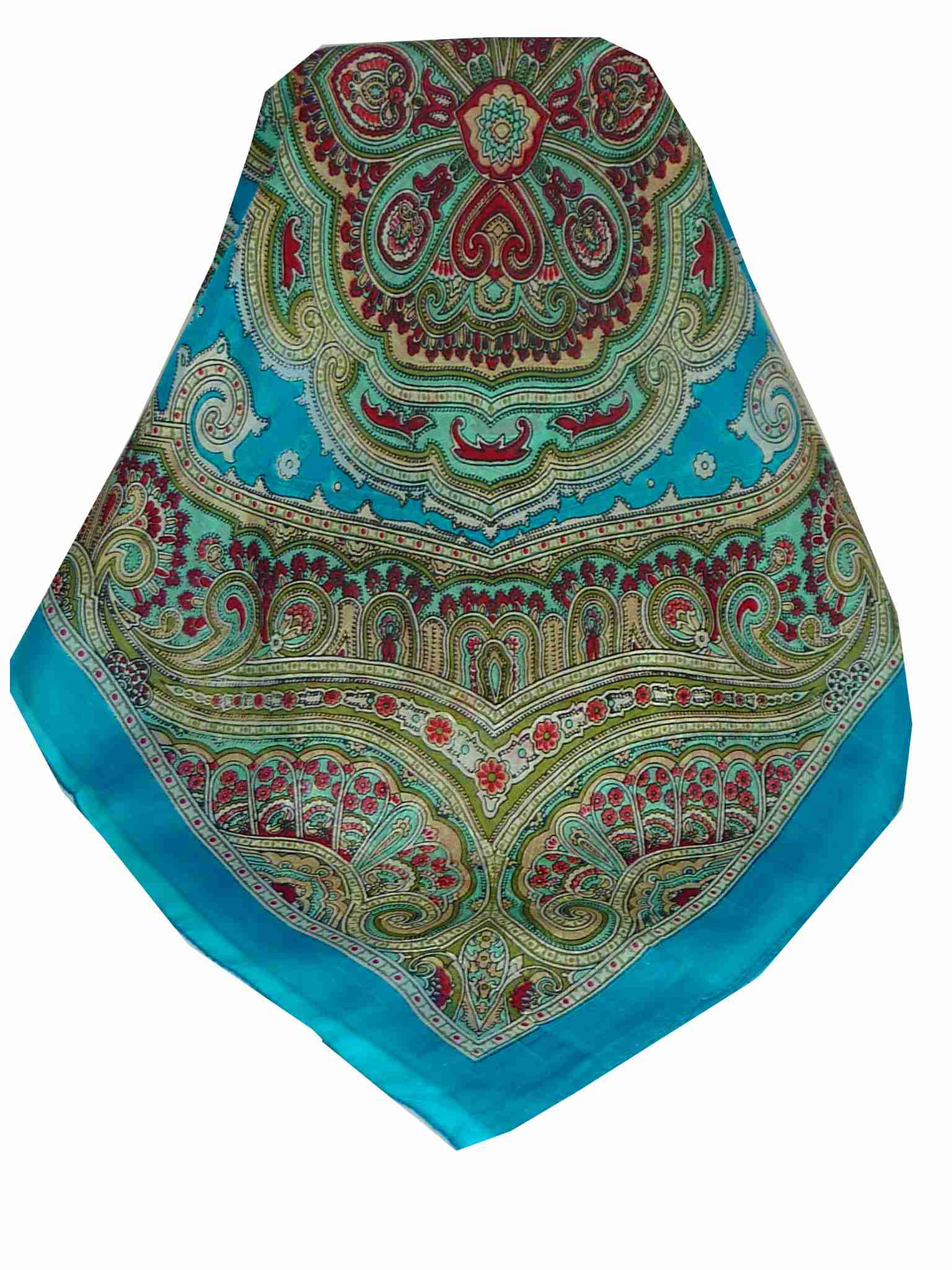 Mulberry Silk Traditional Square Scarf Jaya Aquamarine by Pashmina & Silk