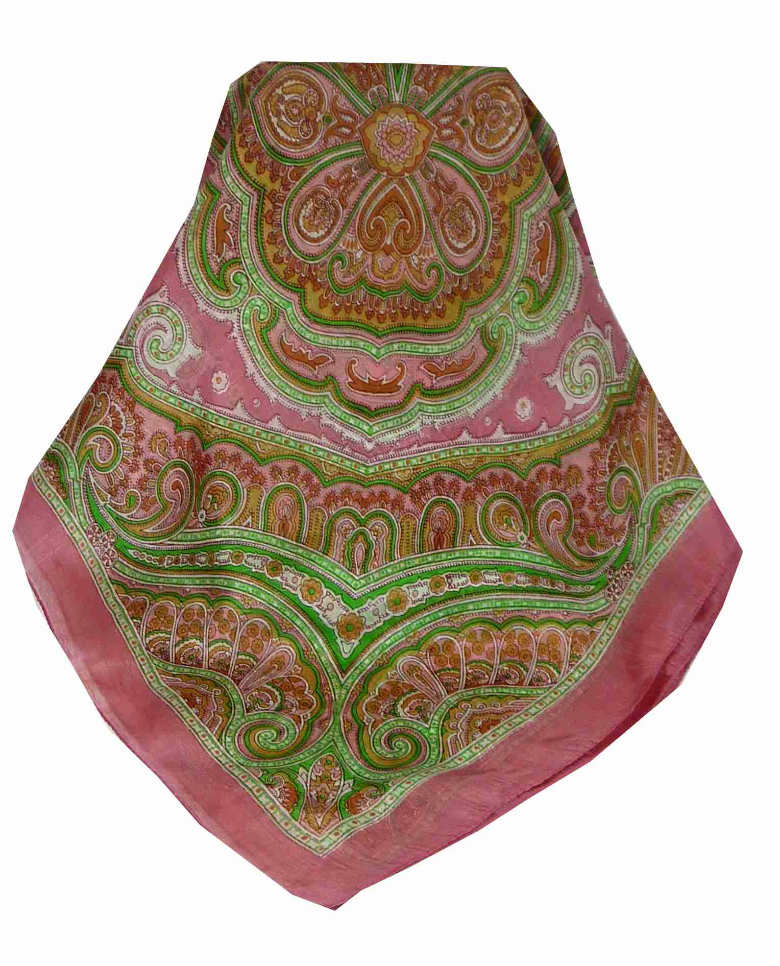 Mulberry Silk Traditional Square Scarf Jaya Pink by Pashmina & Silk