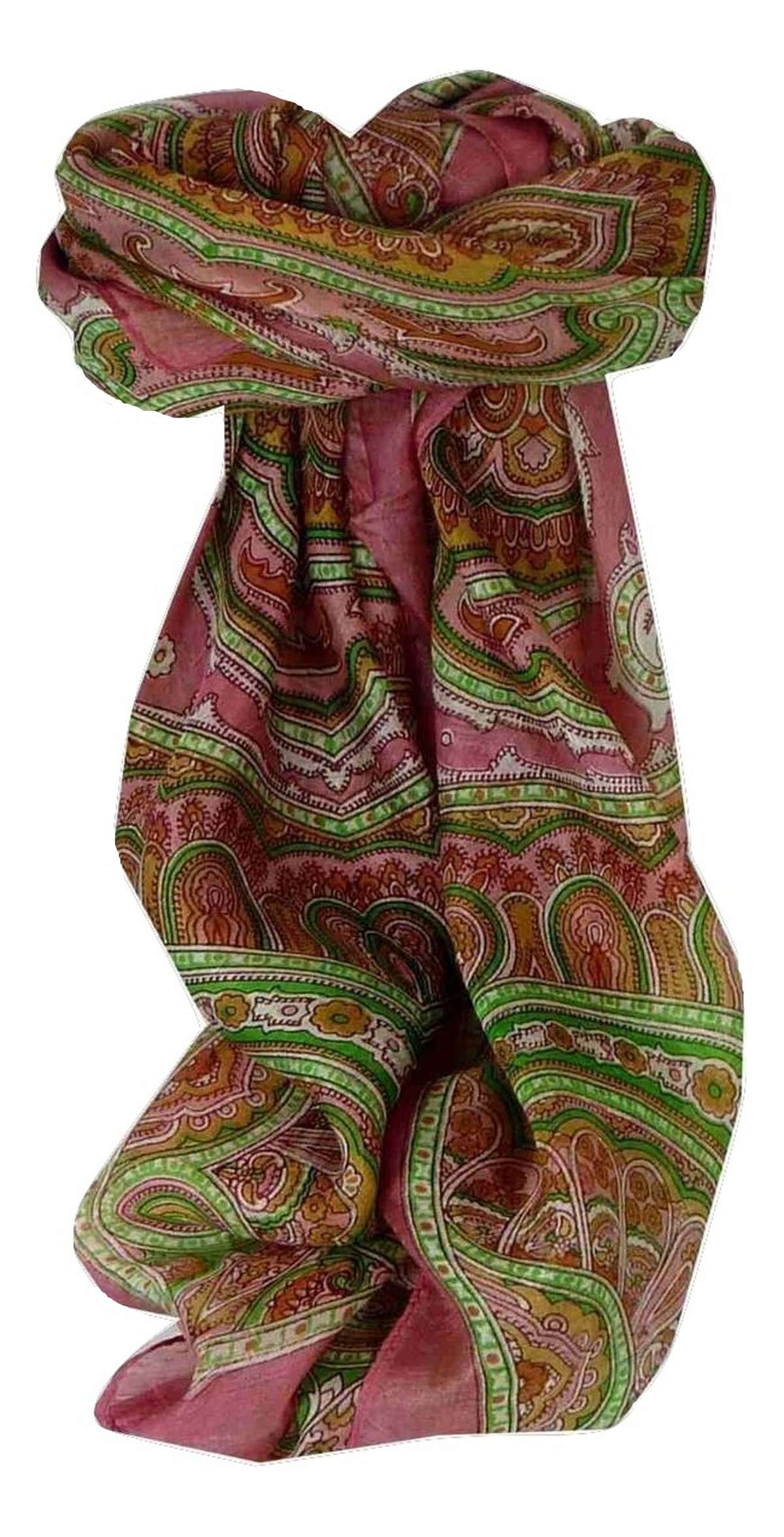 Mulberry Silk Traditional Square Scarf Jaya Pink by Pashmina & Silk