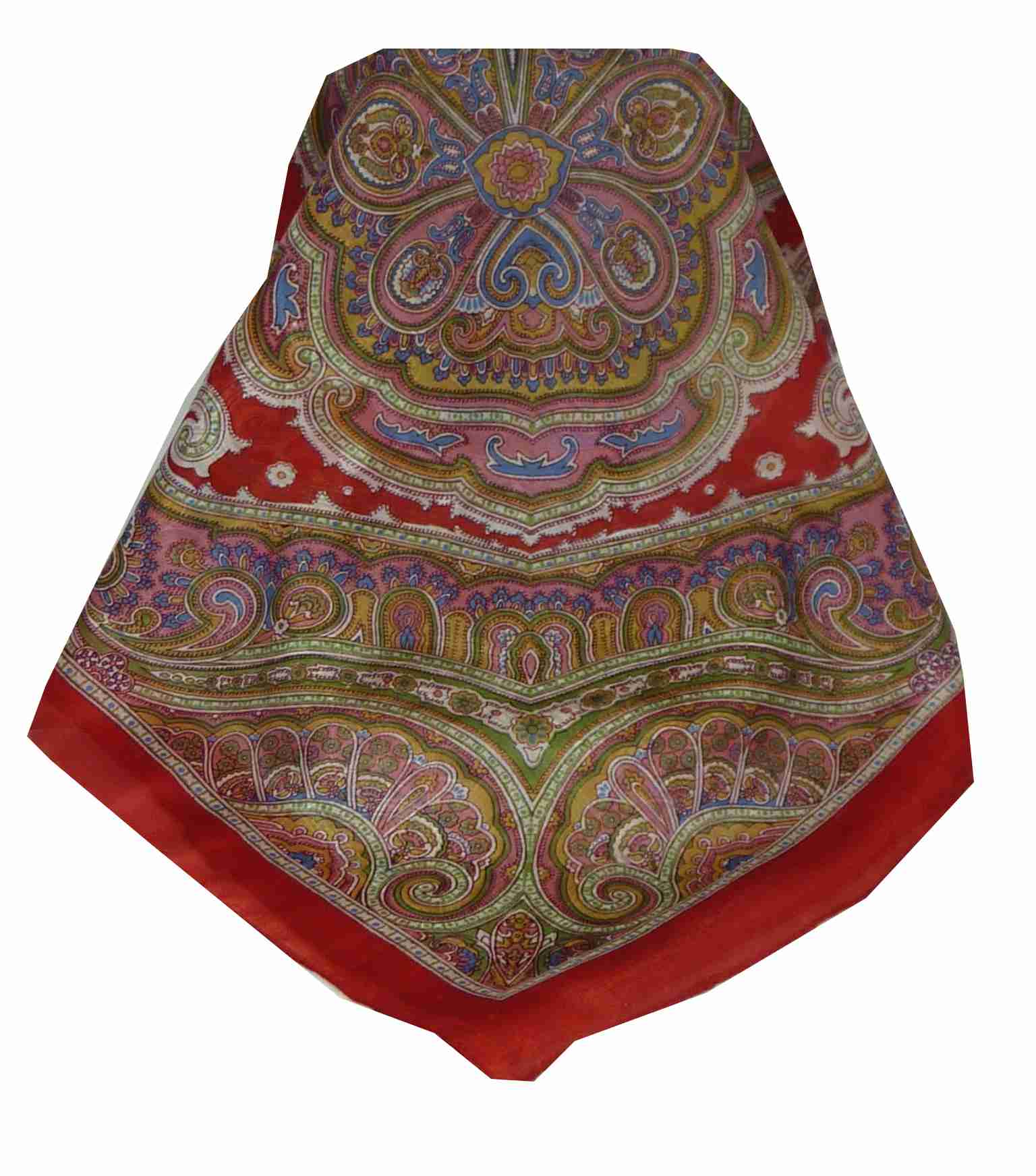 Mulberry Silk Traditional Square Scarf Jaya Red by Pashmina & Silk