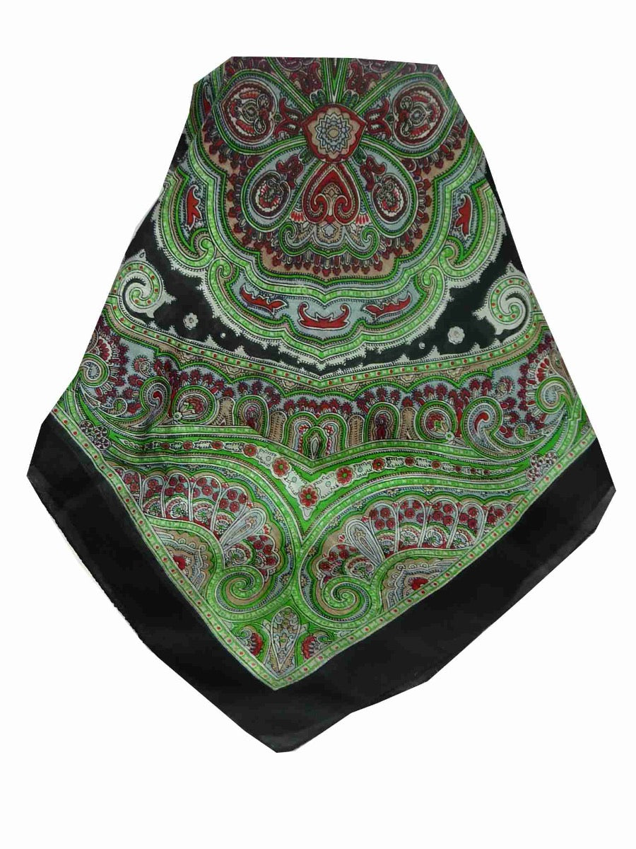Mulberry Silk Traditional Square Scarf Jaya Black by Pashmina & Silk