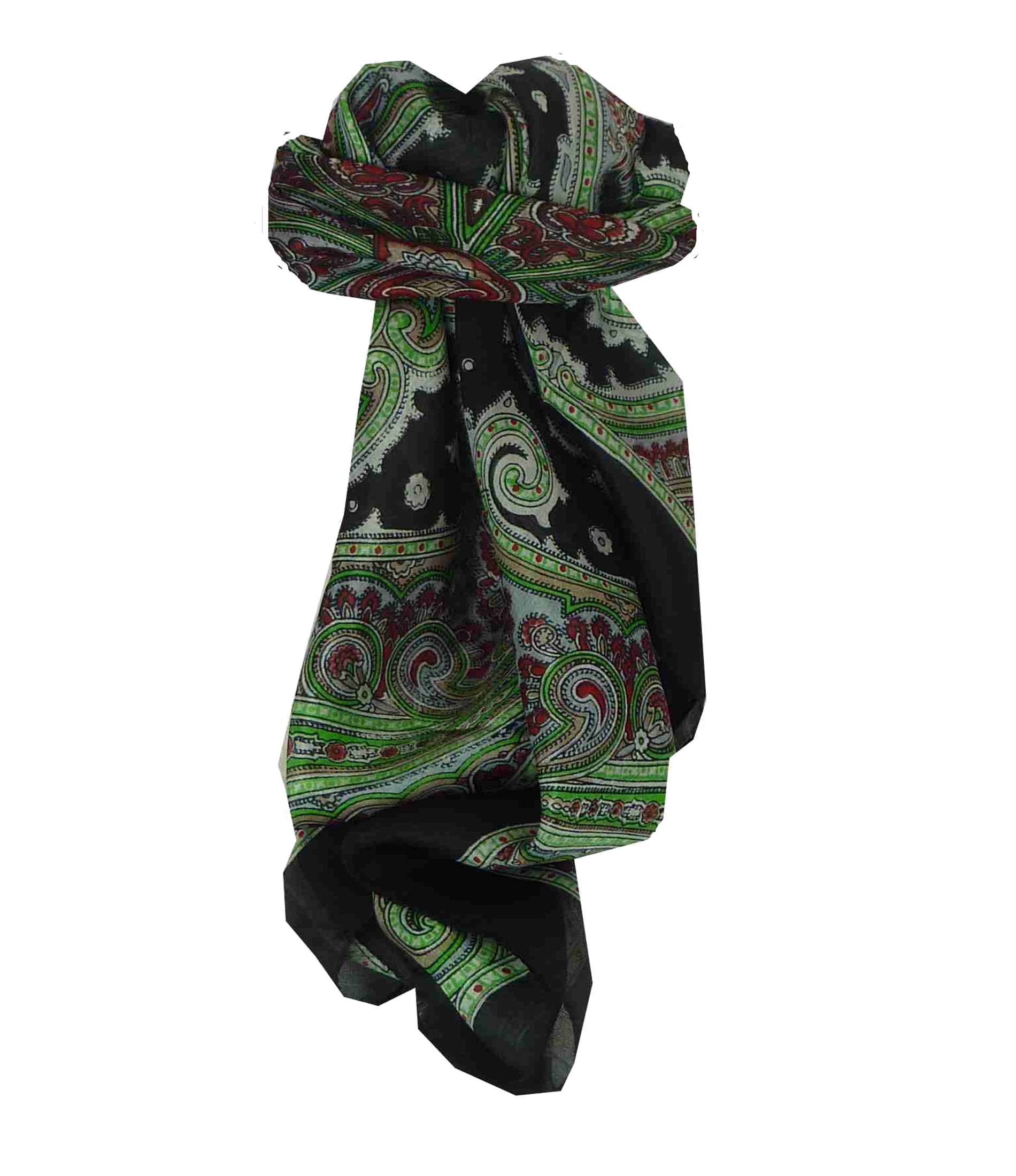 Mulberry Silk Traditional Square Scarf Jaya Black by Pashmina & Silk