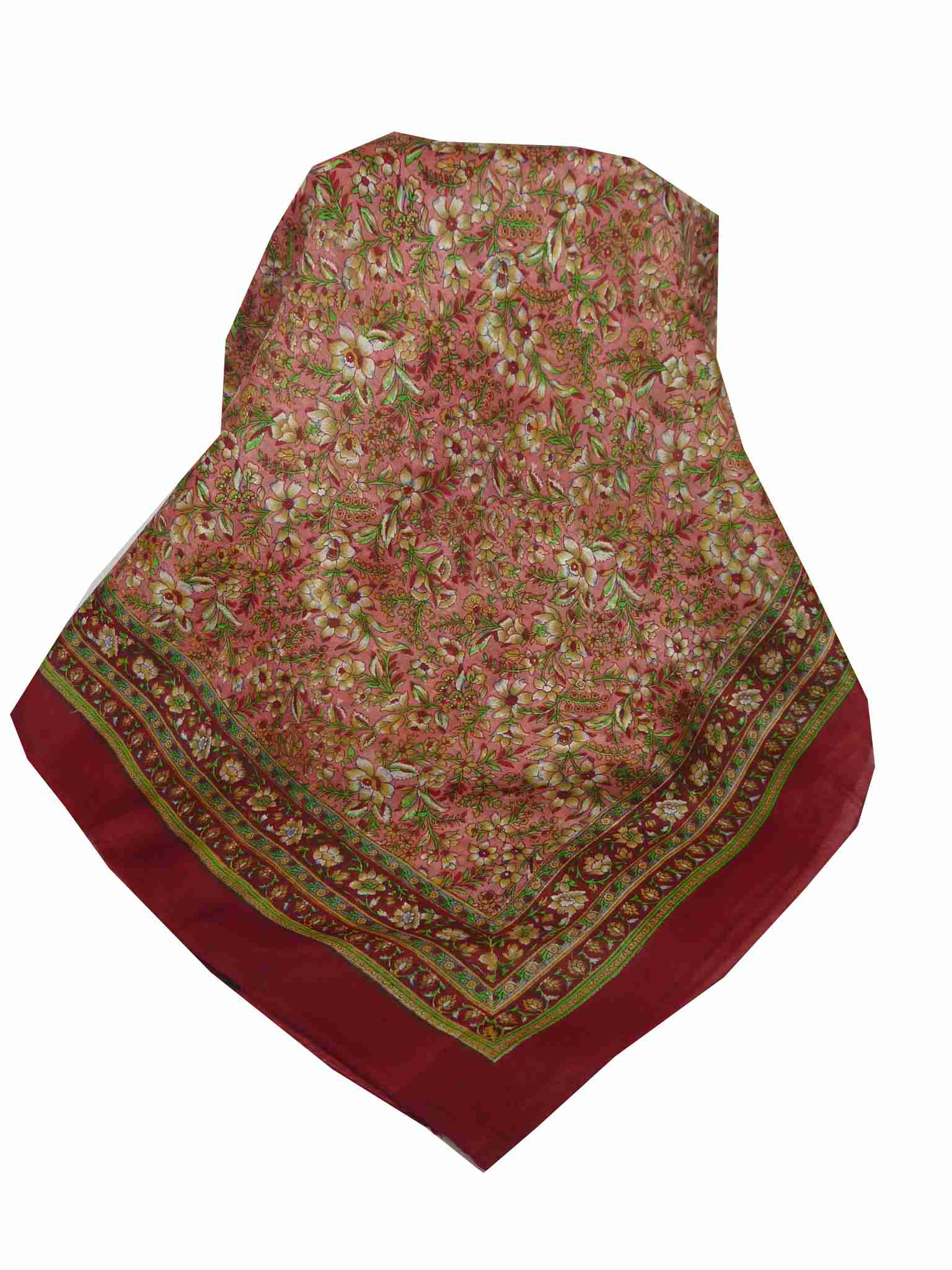 Tradizionale Sciarpa Quadrata di Seta Jind Wine di Pashmina & Silk