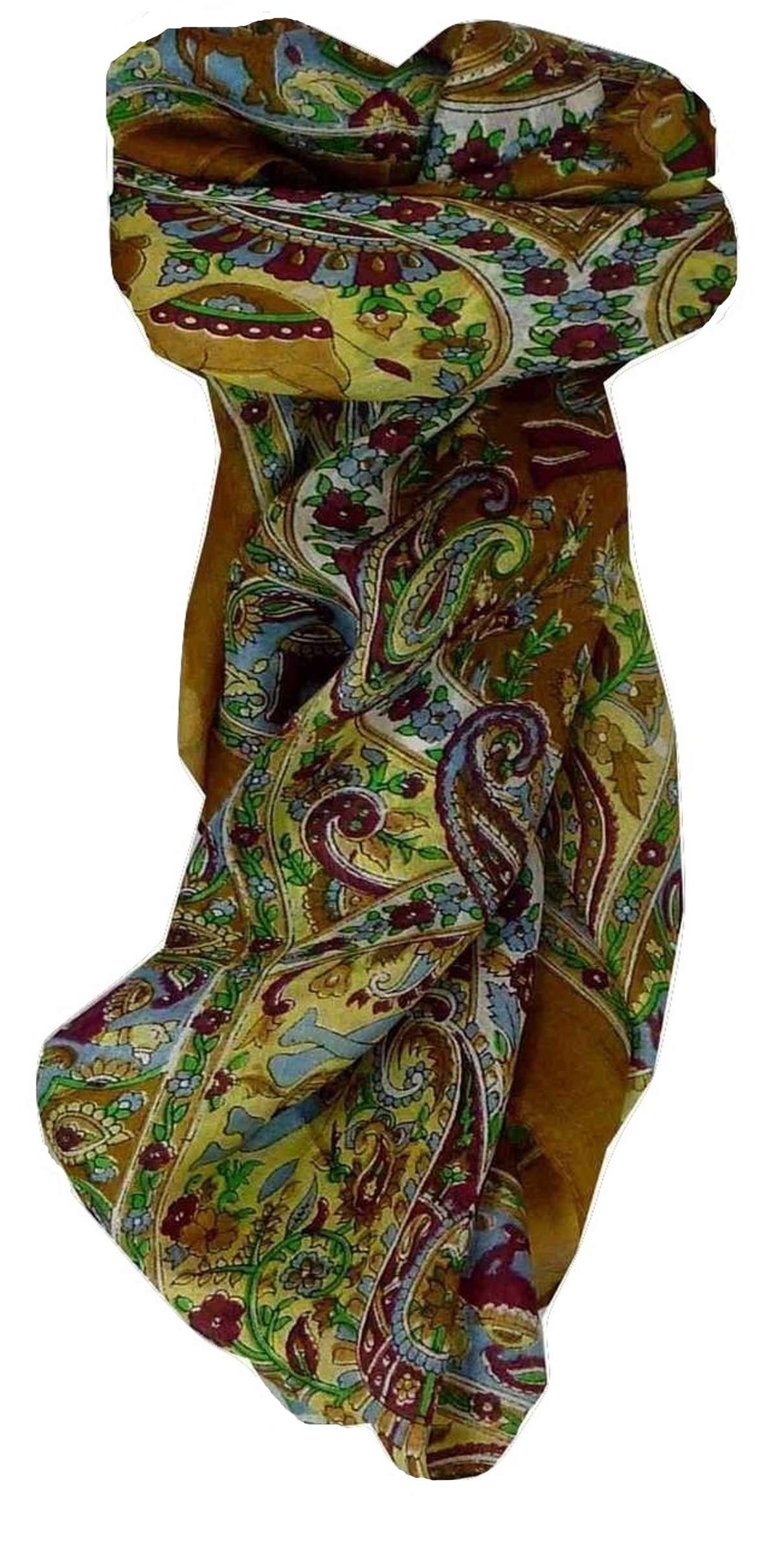 Mulberry Silk Traditional Square Scarf Kaladi Brown by Pashmina & Silk