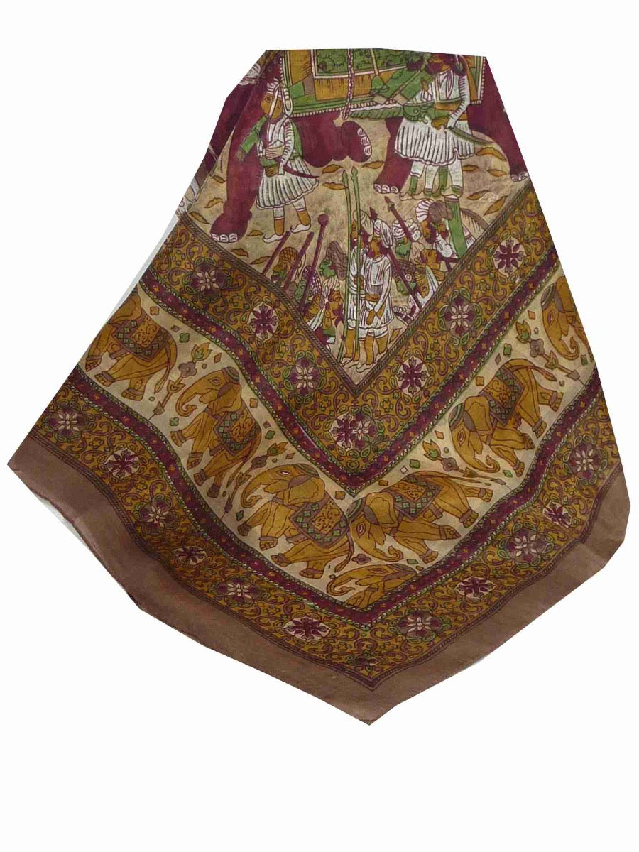 Mulberry Silk Traditional Square Scarf Farrin Coffee & Wine by Pashmina & Silk