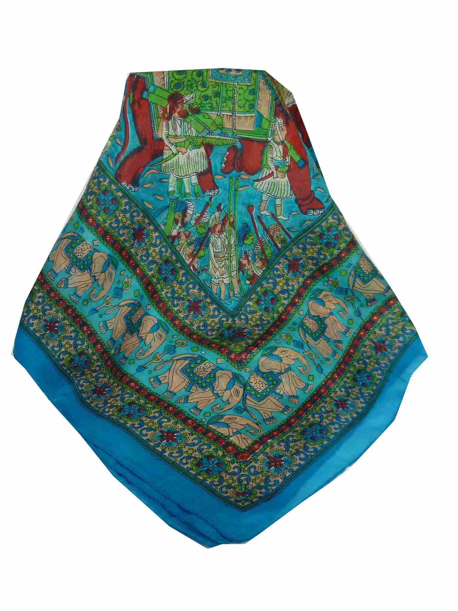 Mulberry Silk Traditional Square Scarf Farrin Aquamarine by Pashmina & Silk