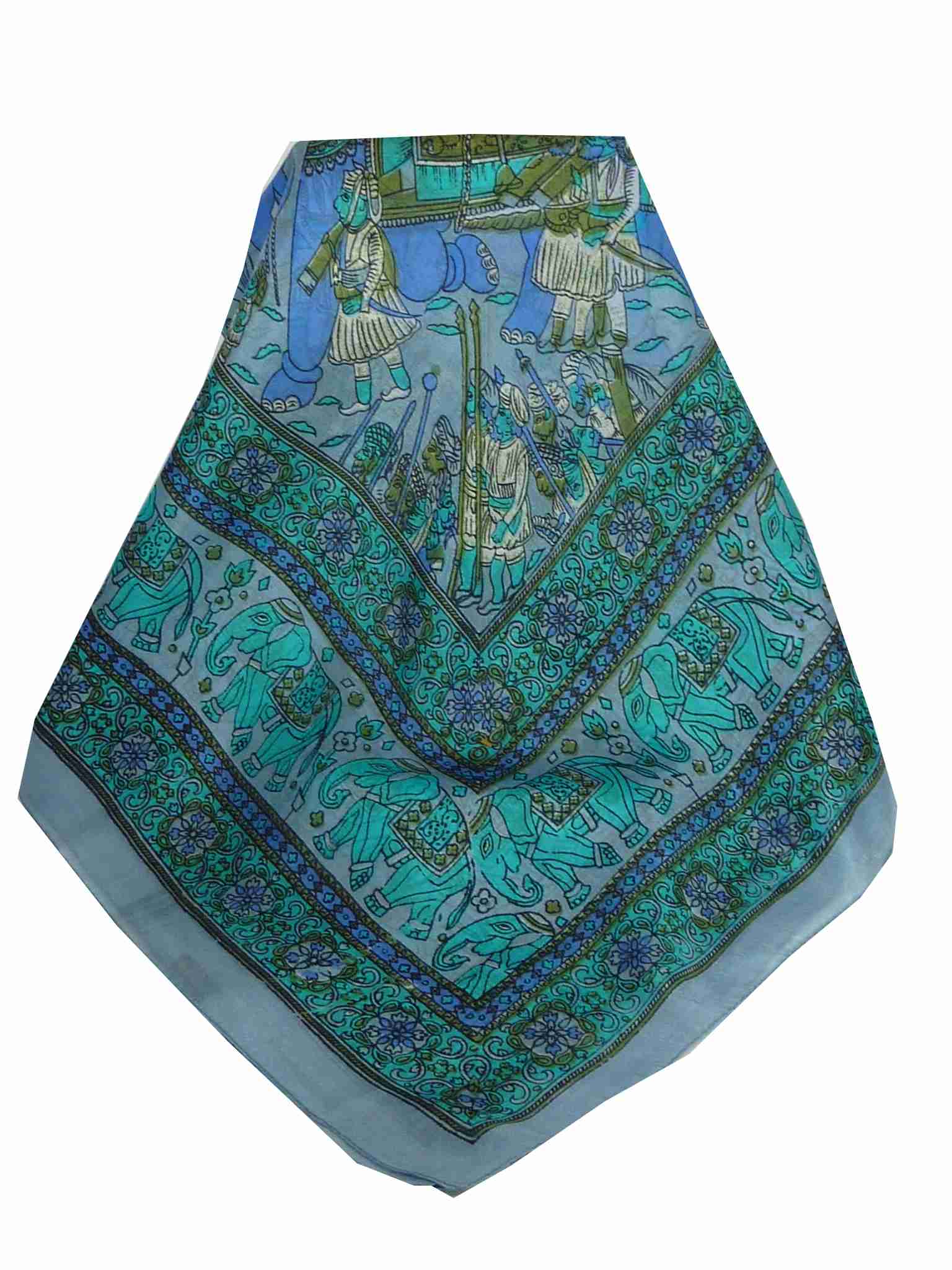 Mulberry Silk Traditional Square Scarf Farrin Light Blue by Pashmina & Silk