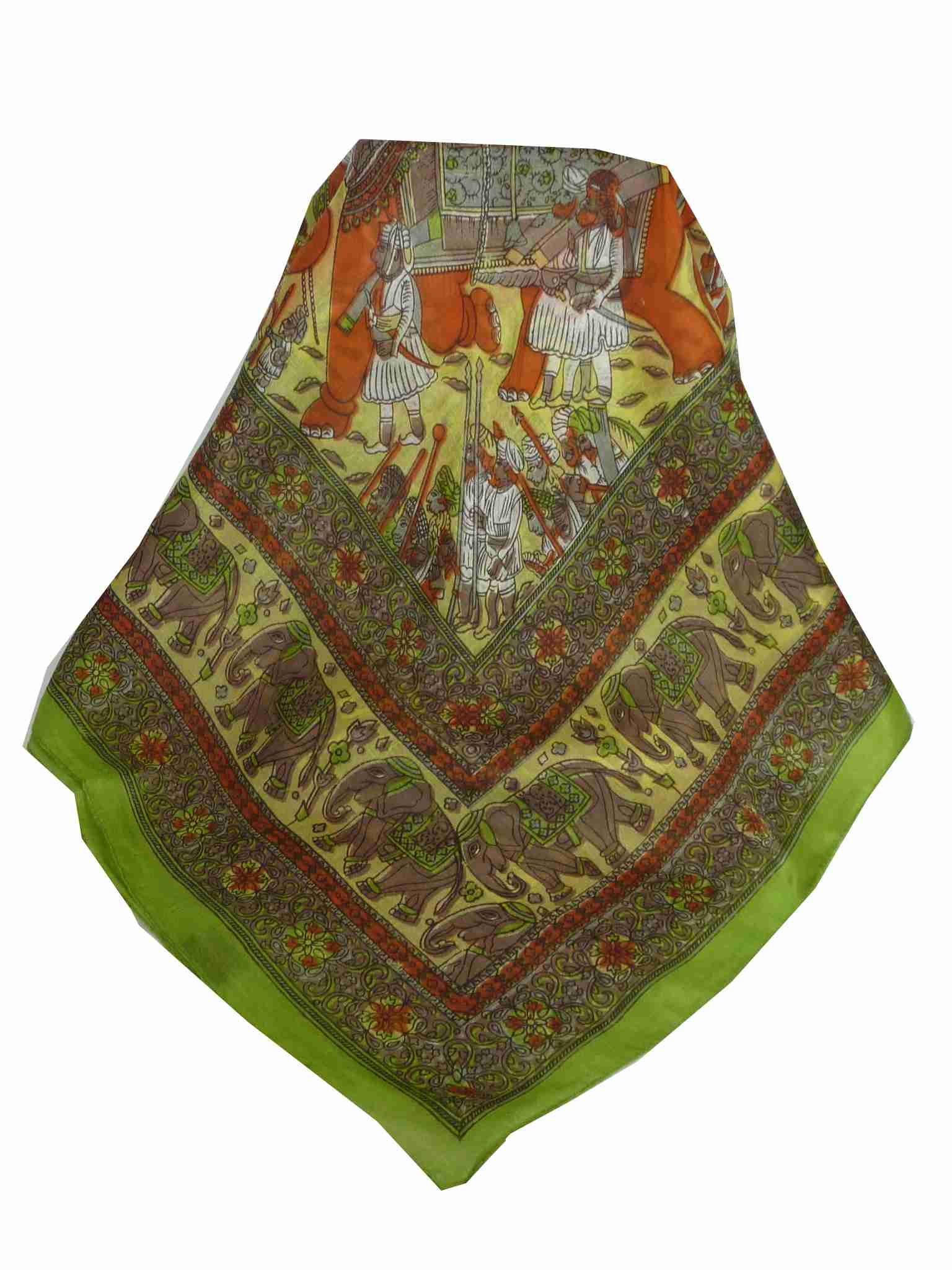 Mulberry Silk Traditional Square Scarf Farrin Citron Vert by Pashmina & Silk