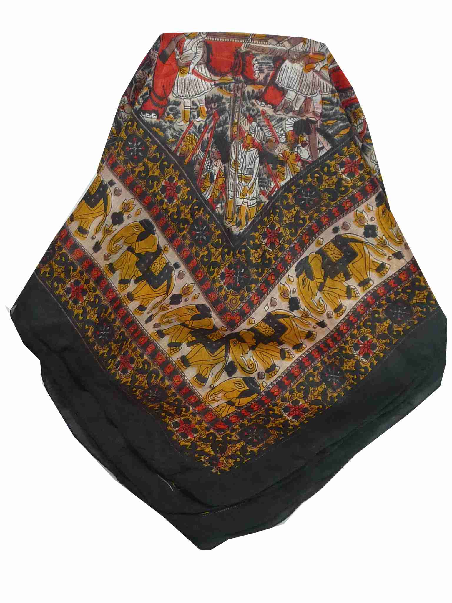 Mulberry Silk Traditional Square Scarf Farrin Black by Pashmina & Silk