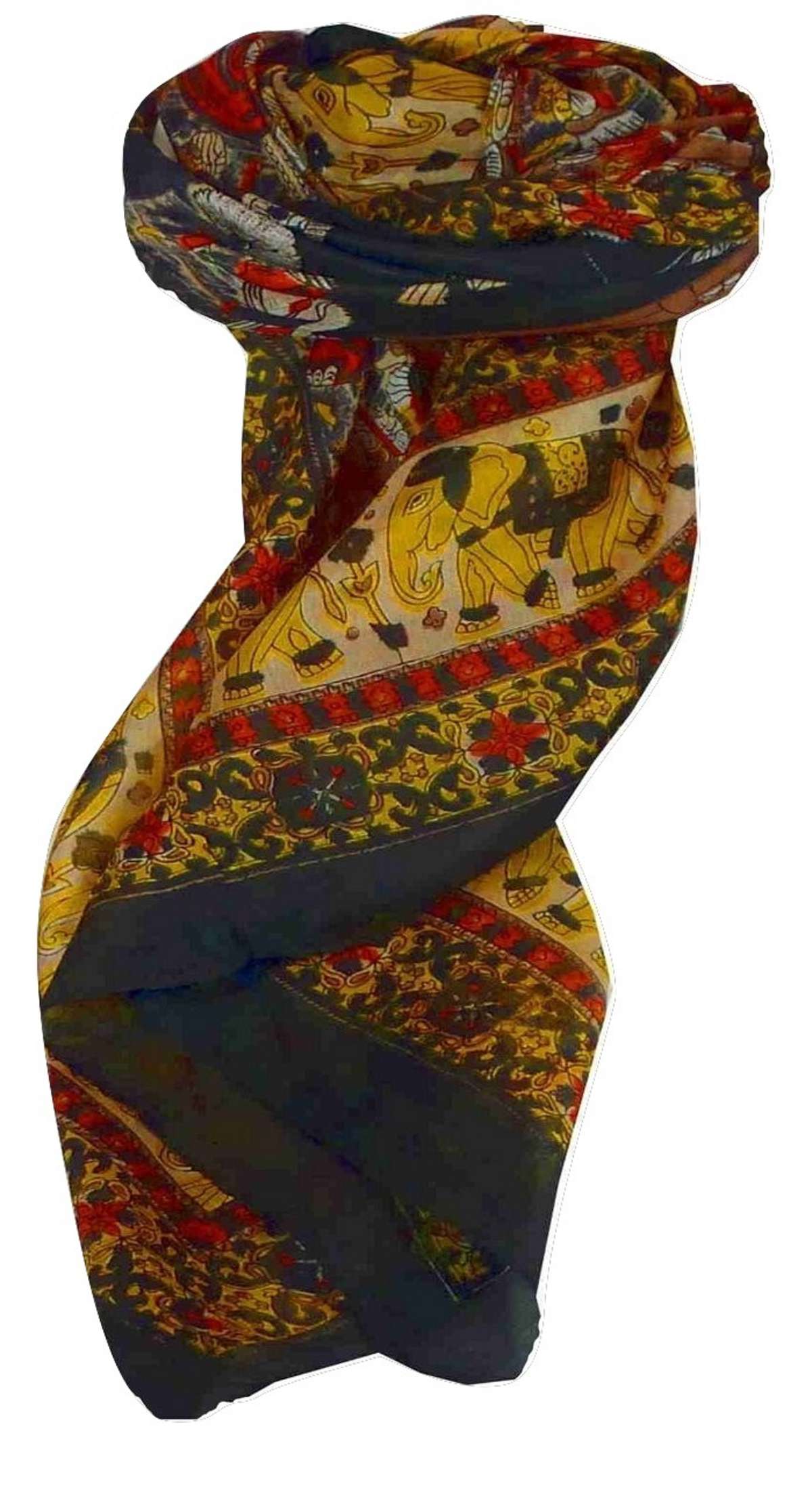 Mulberry Silk Traditional Square Scarf Farrin Black by Pashmina & Silk