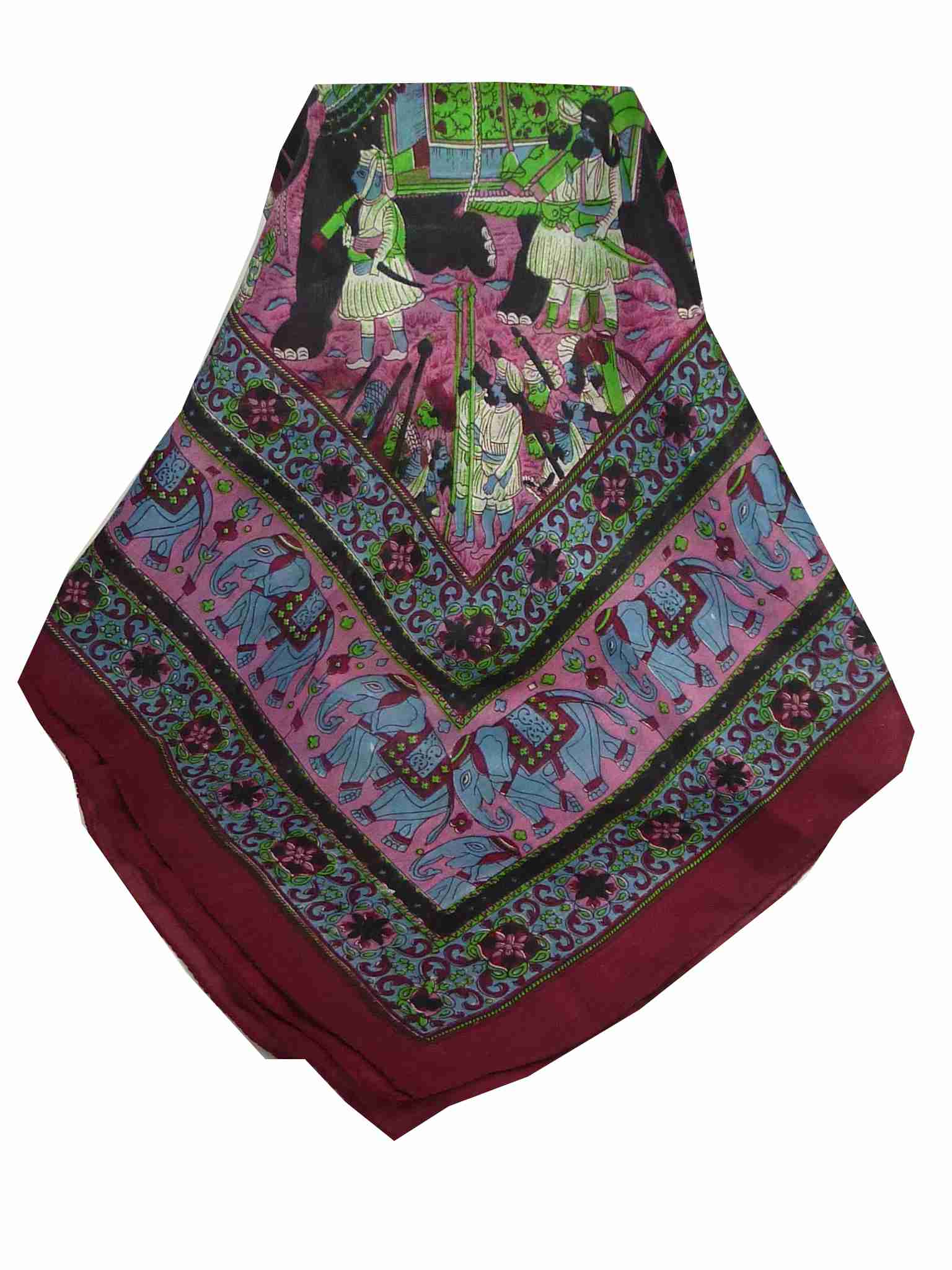 Mulberry Silk Traditional Square Scarf Farrin Wine by Pashmina & Silk