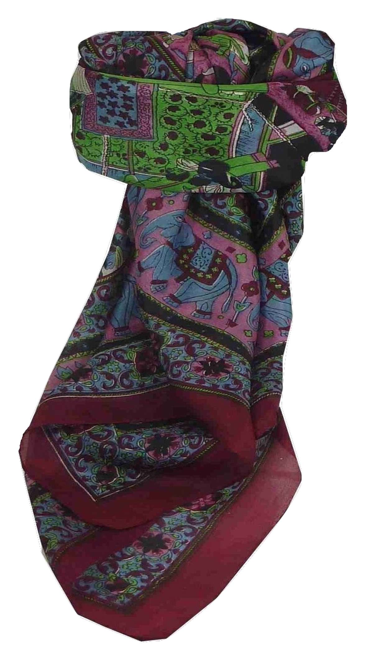 Mulberry Silk Traditional Square Scarf Farrin Wine by Pashmina & Silk