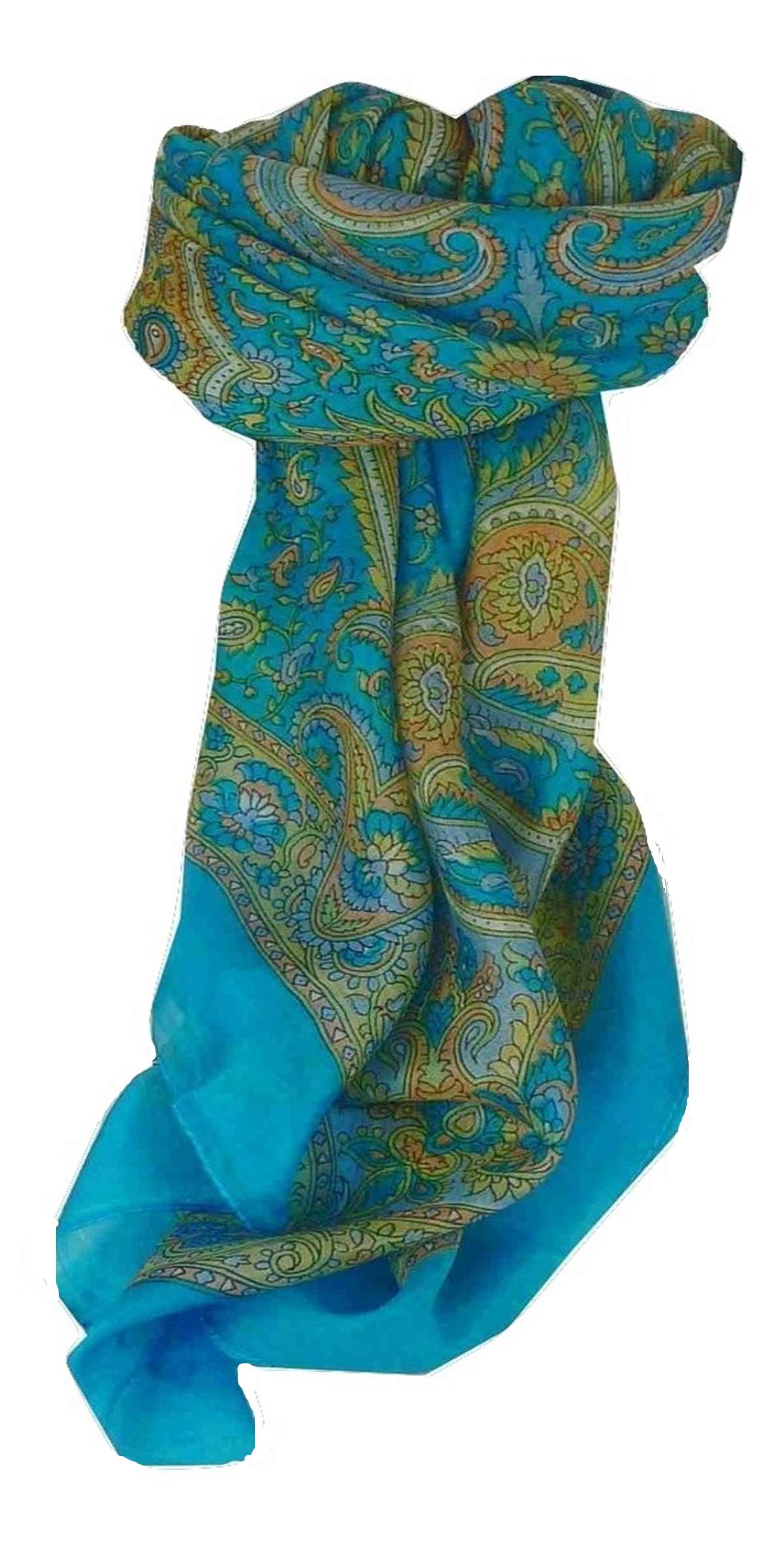 Echarpe Traditional Soie de Mûrier Firoza Aquamarine de Pashmina & Silk 