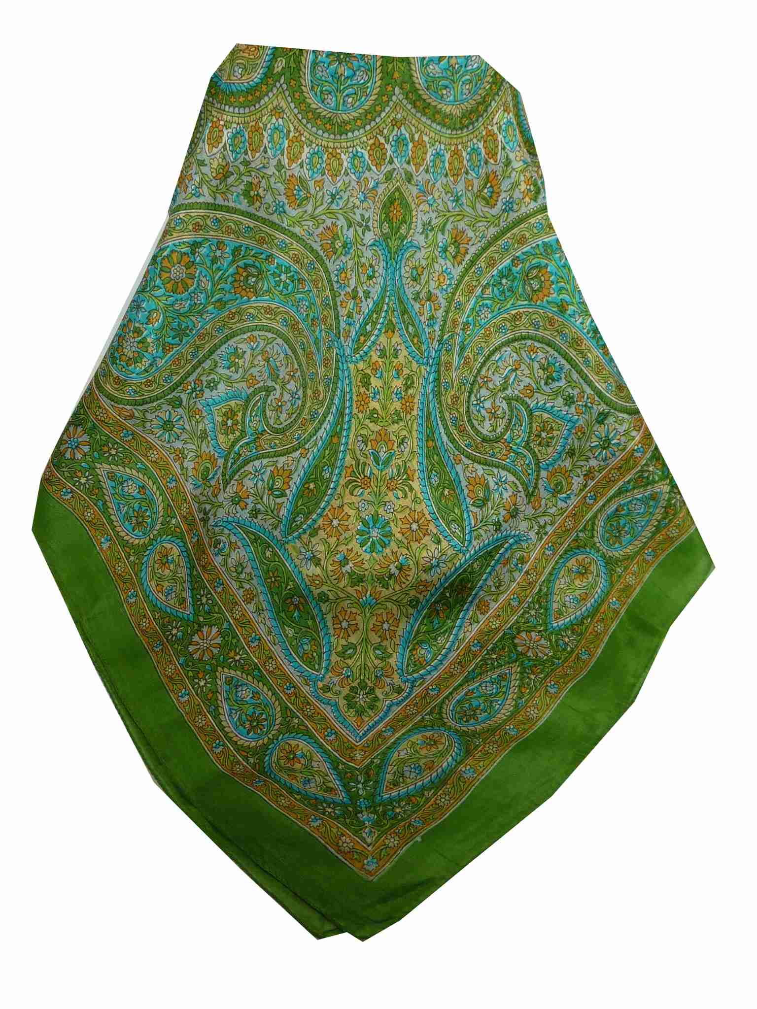 Tradizionale Sciarpa Quadrata di Seta Chiti Sage di Pashmina & Silk