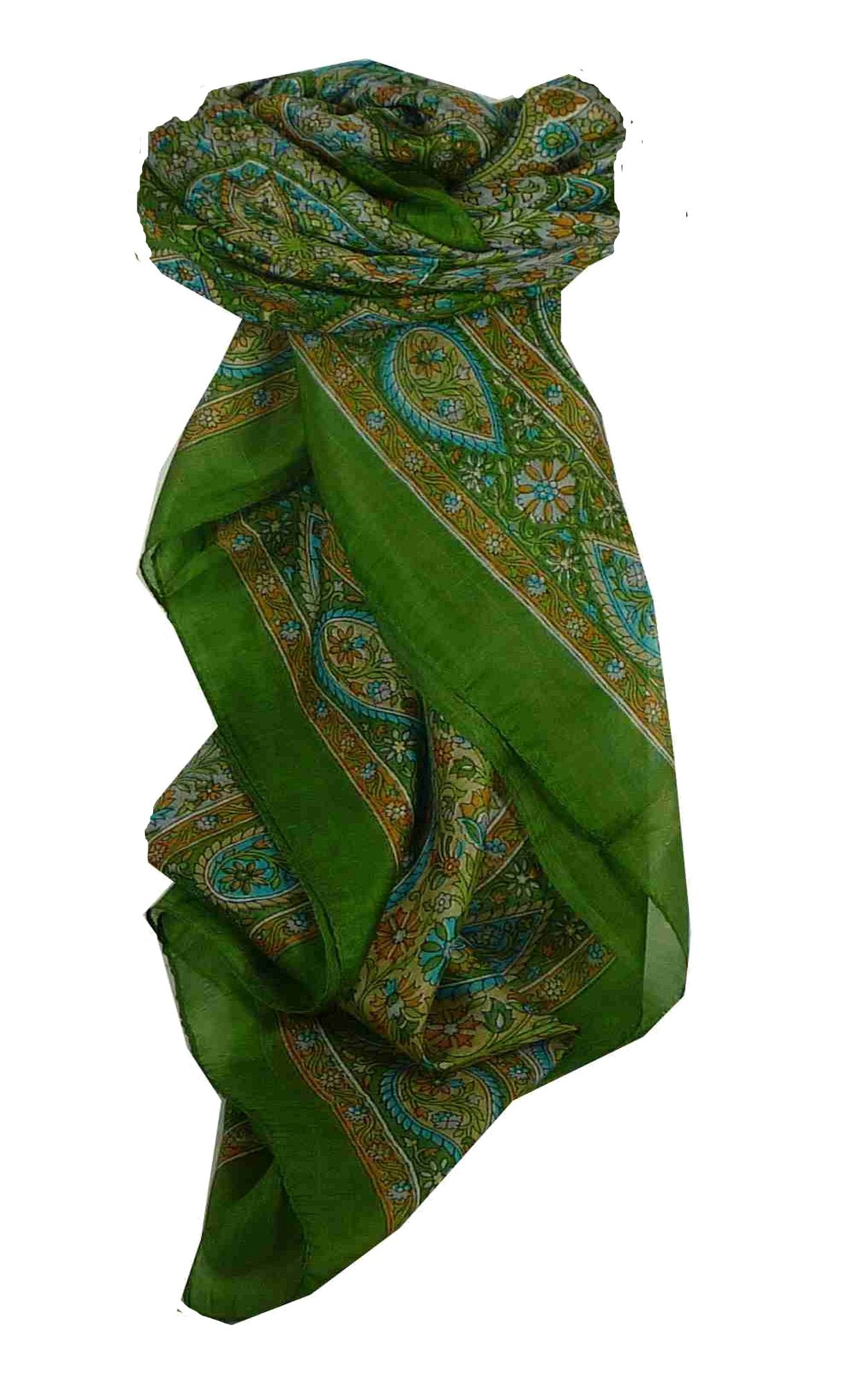 Tradizionale Sciarpa Quadrata di Seta Chiti Sage di Pashmina & Silk