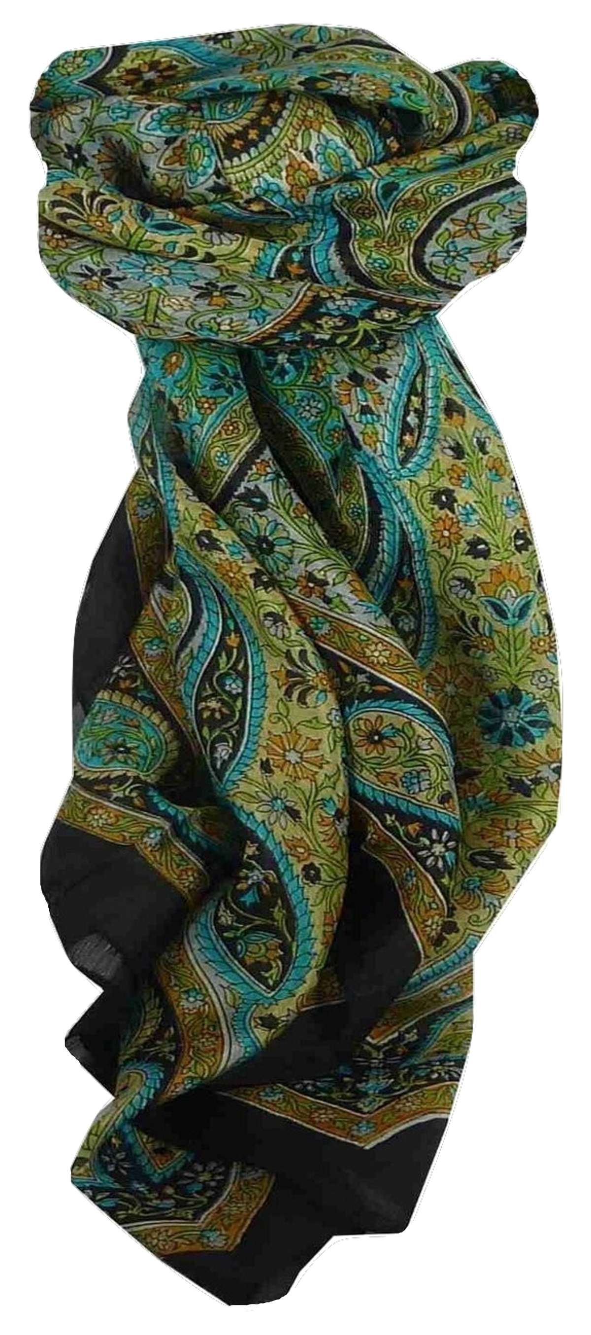 Tradizionale Sciarpa Quadrata di Seta Chiti Black di Pashmina & Silk