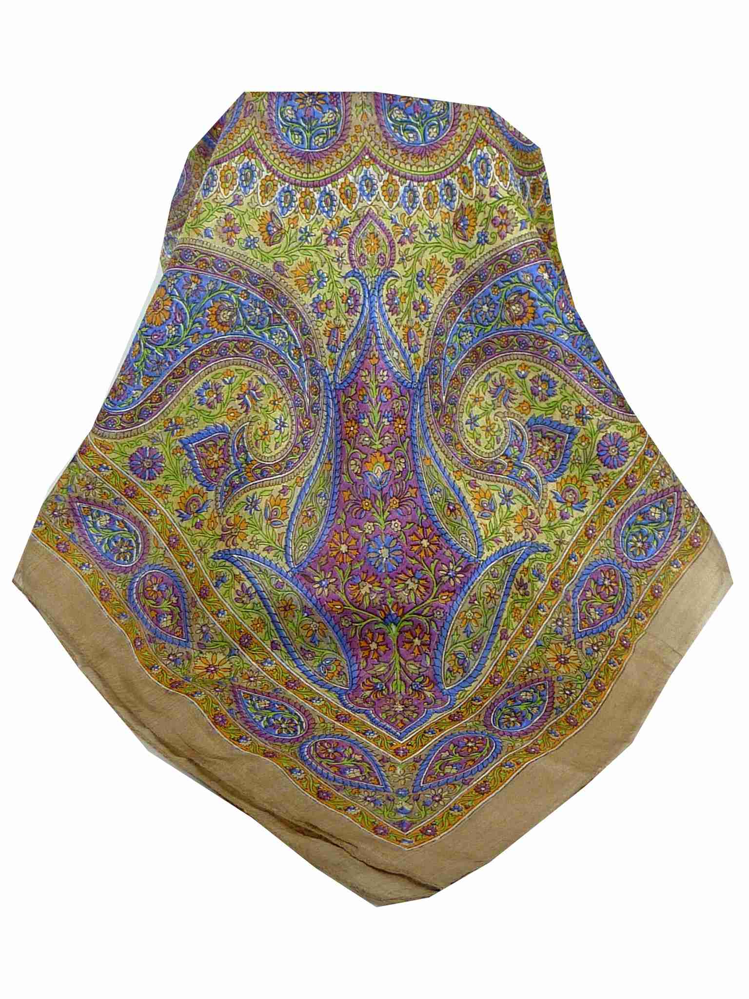 Tradizionale Sciarpa Quadrata di Seta Chiti Ecru di Pashmina & Silk