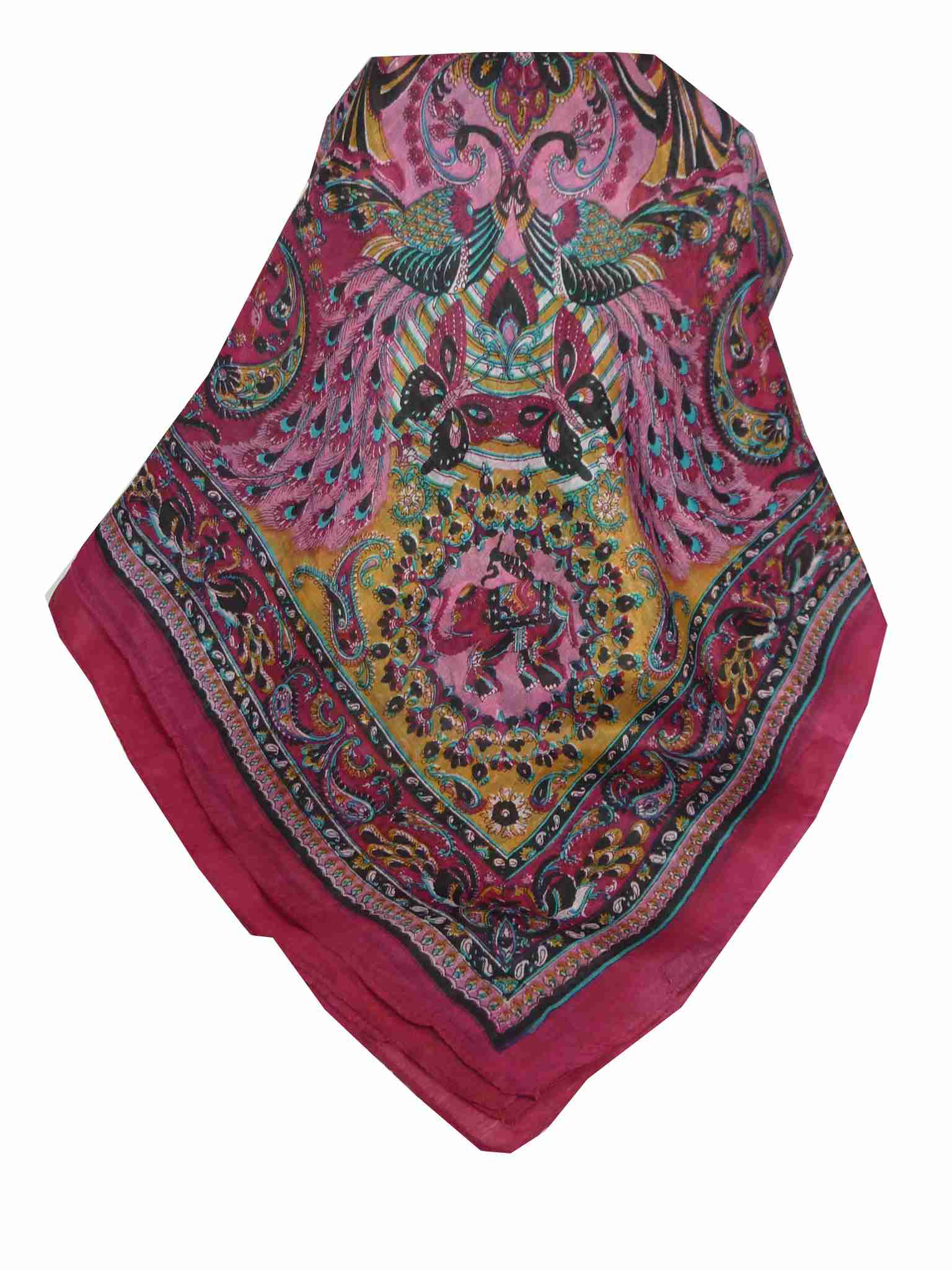 Mulberry Silk Traditional Square Scarf Dawa Cerise by Pashmina & Silk