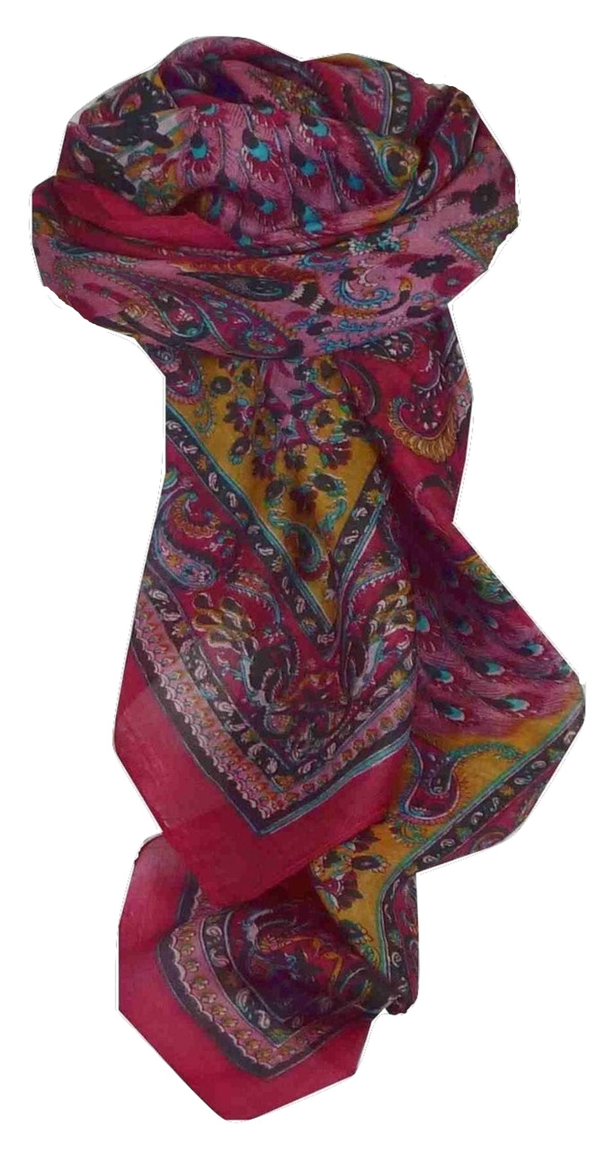 Mulberry Silk Traditional Square Scarf Dawa Cerise by Pashmina & Silk