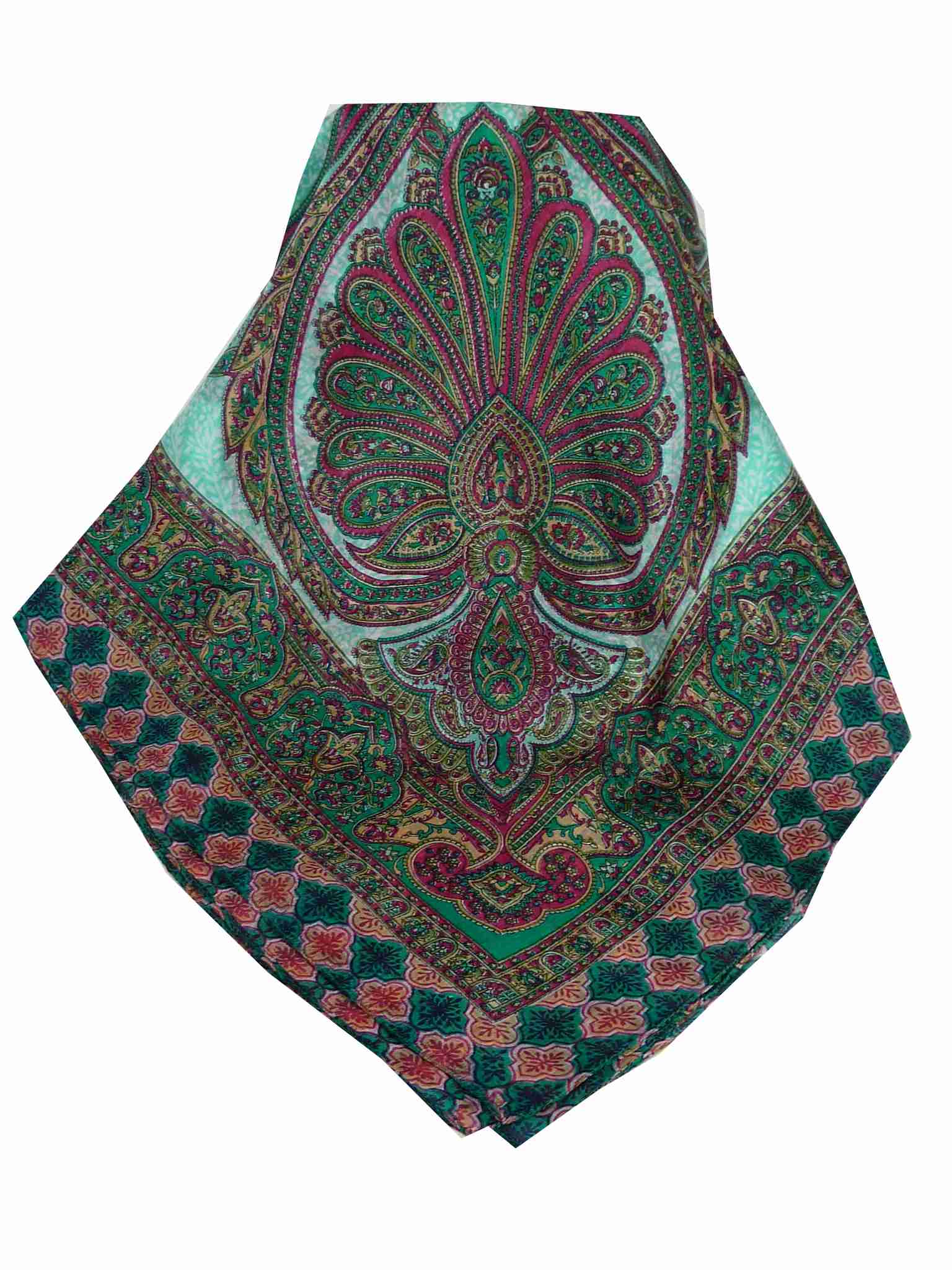 Tradizionale Sciarpa Quadrata di Seta Bibi Teal di Pashmina & Silk
