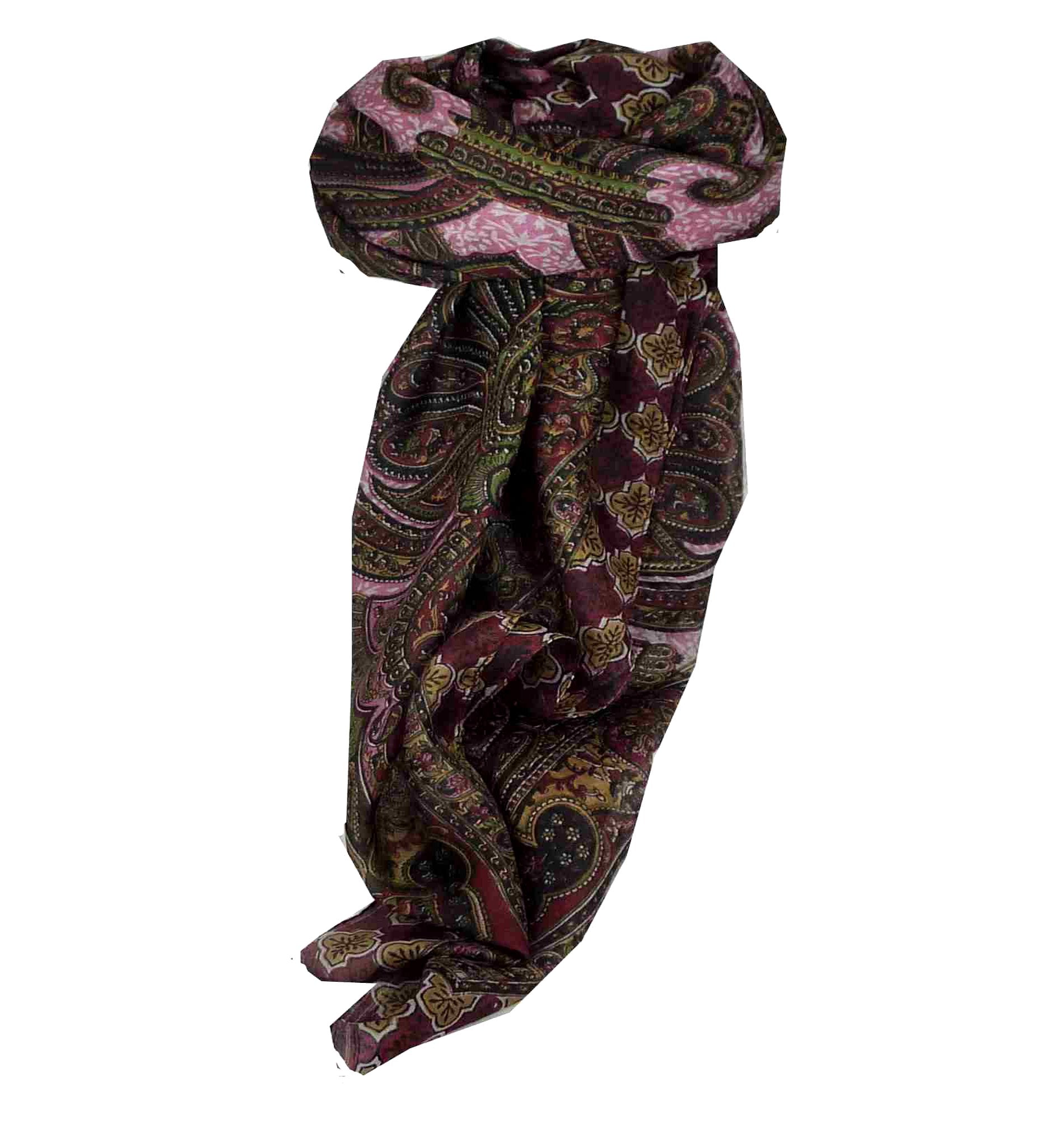 Tradizionale Sciarpa Quadrata di Seta Bibi Wine di Pashmina & Silk
