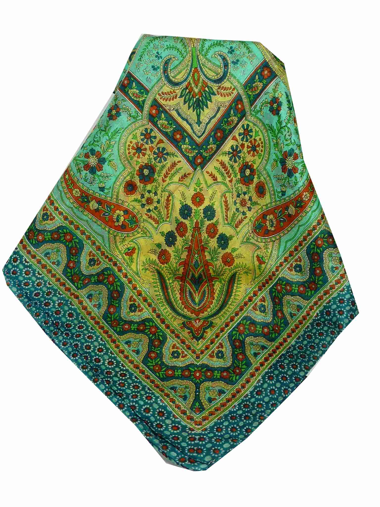 Tradizionale Sciarpa Quadrata di Seta Ami Teal di Pashmina & Silk