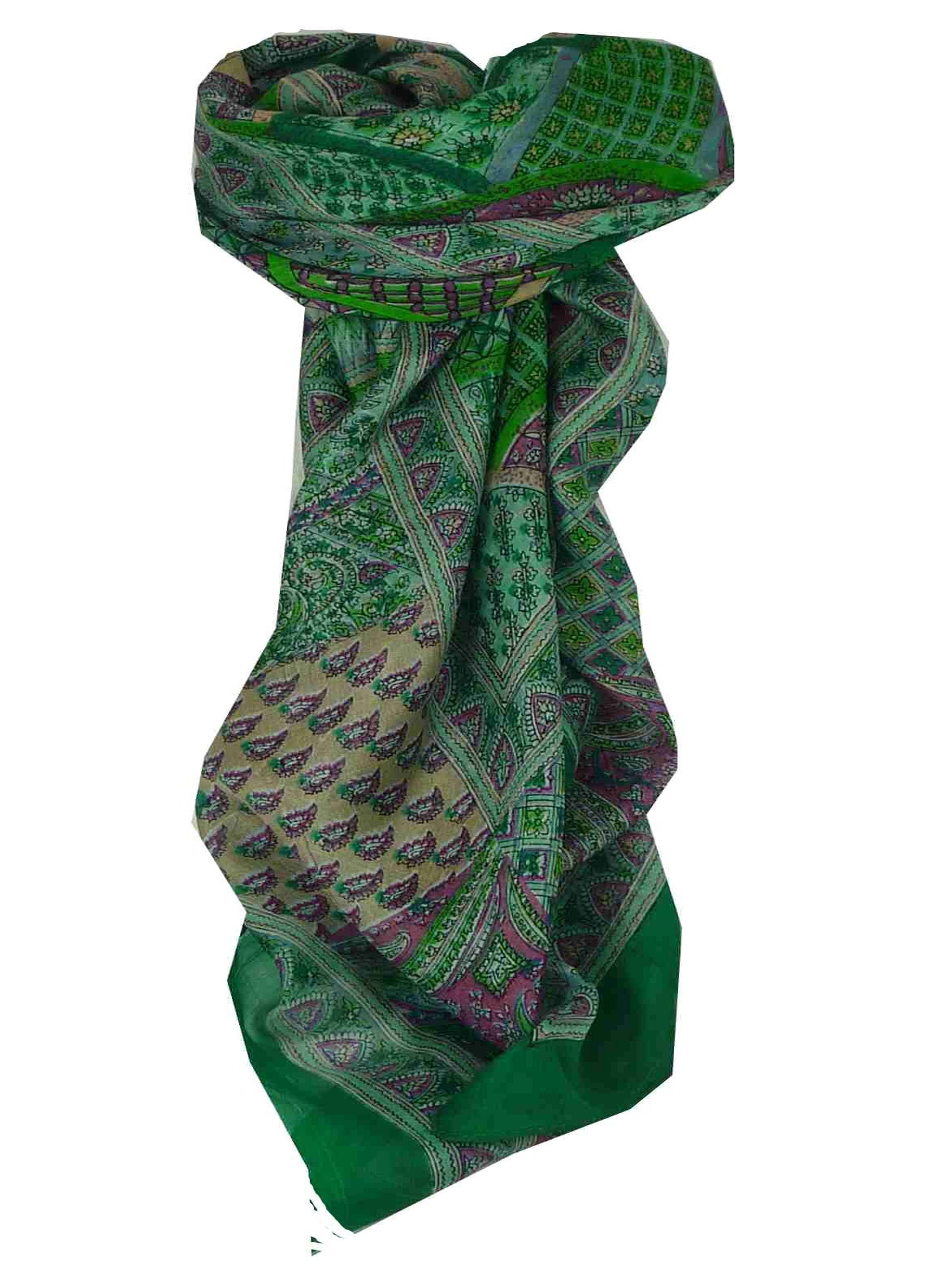 Echarpe Traditional Soie de Mûrier Ajanta Green de Pashmina & Silk 