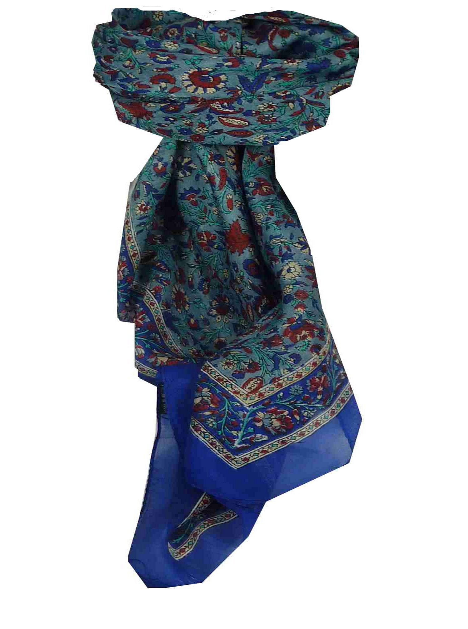 Echarpe Traditional Soie de Mûrier Affya Blue de Pashmina & Silk 