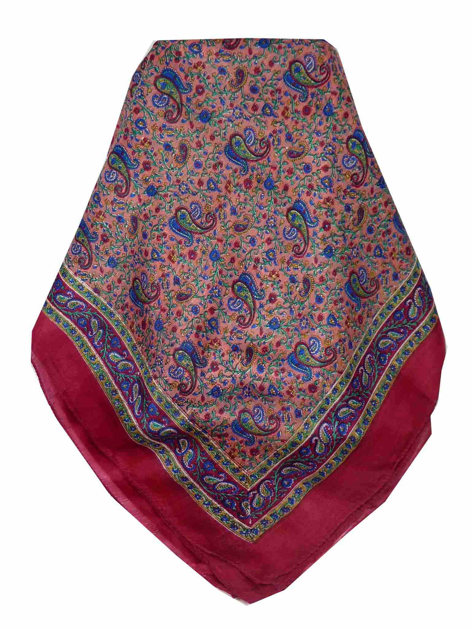 Tradizionale Sciarpa Quadrata di Seta Abbe Pink di Pashmina & Silk