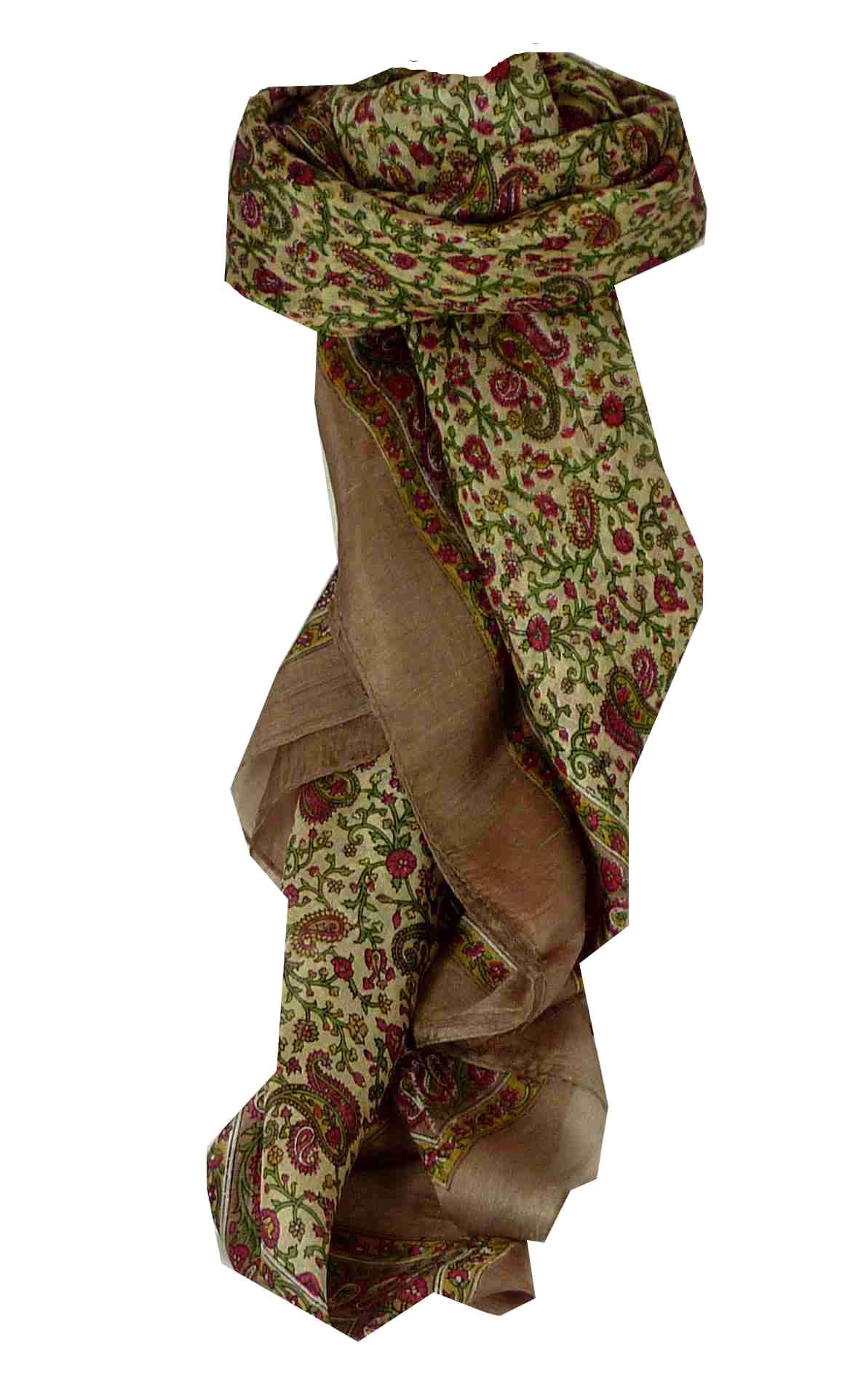 Tradizionale Sciarpa Quadrata di Seta Abbe Caramel di Pashmina & Silk