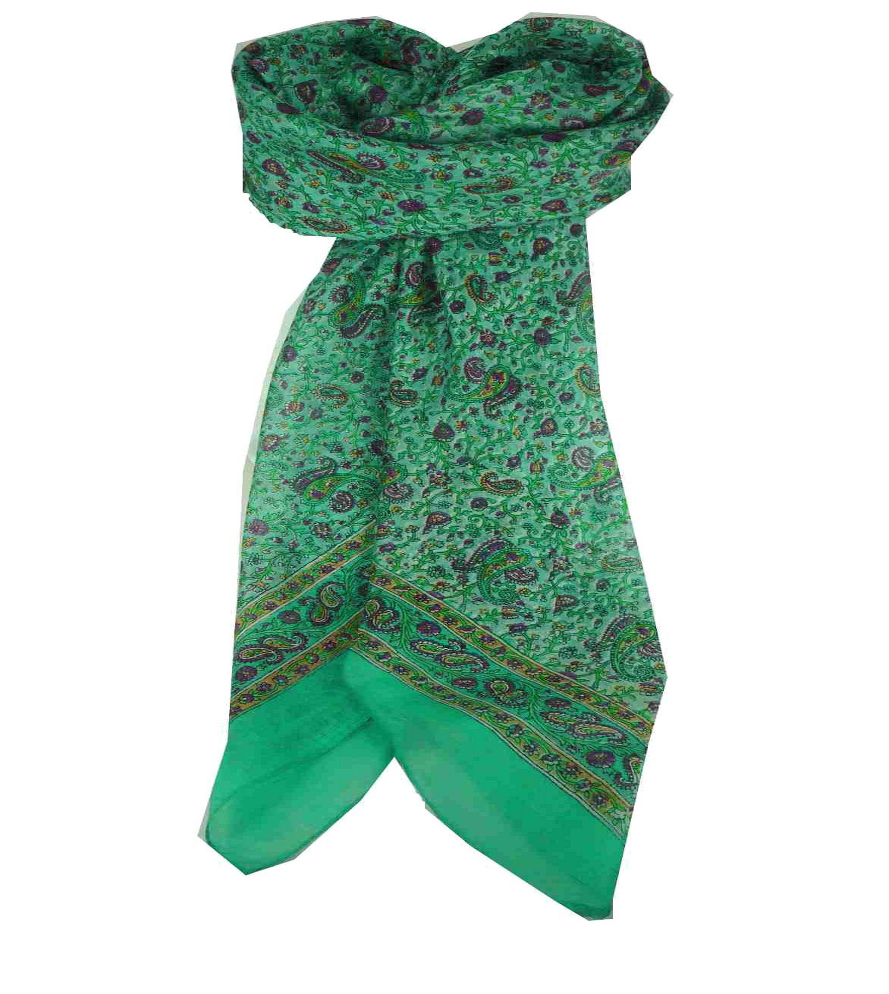 Tradizionale Sciarpa Quadrata di Seta Abbe Green di Pashmina & Silk