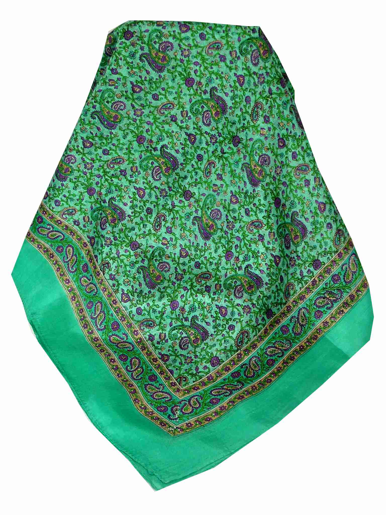Tradizionale Sciarpa Quadrata di Seta Abbe Green di Pashmina & Silk