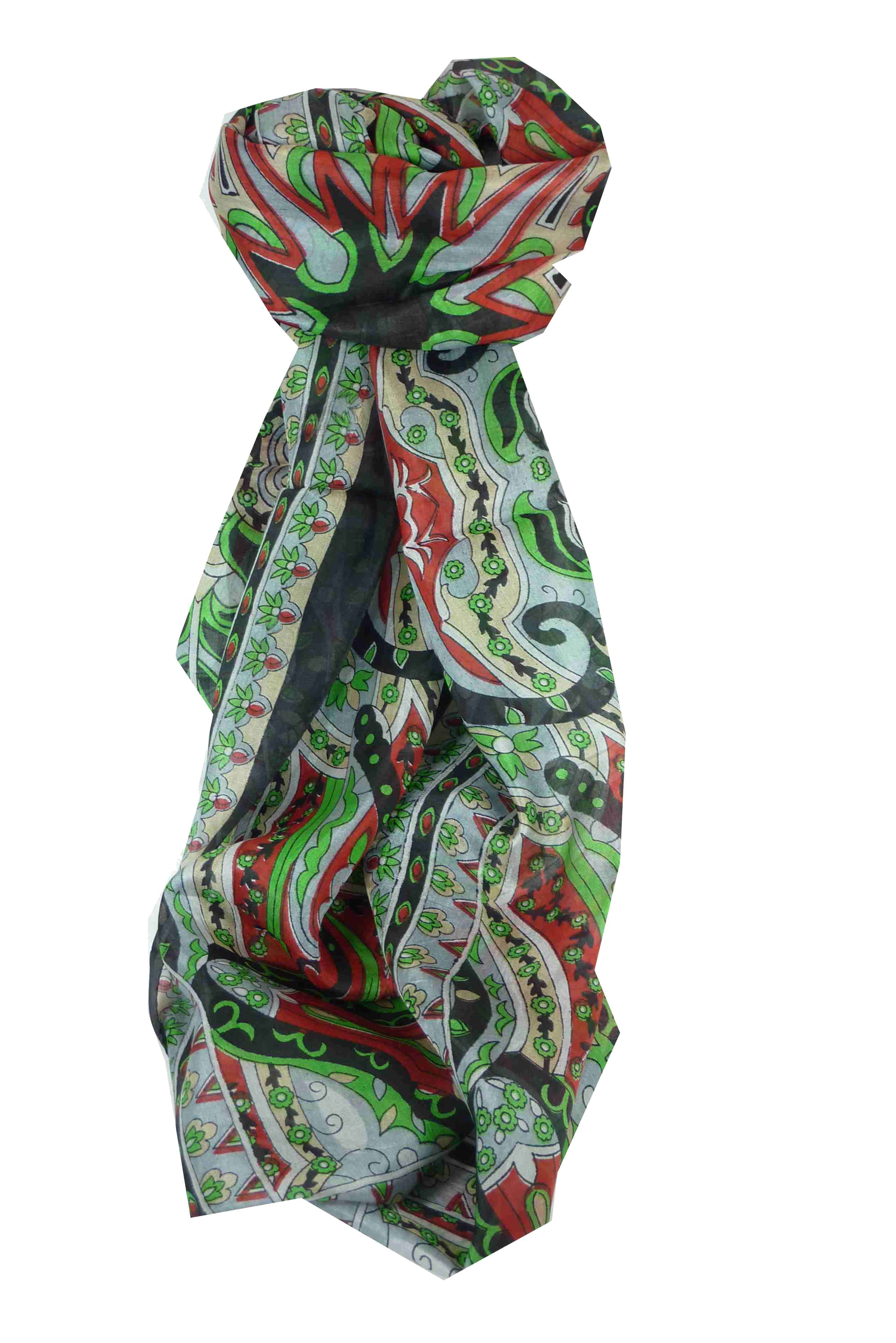 Mulberry Silk Traditional Long Scarf Sita Black by Pashmina & Silk