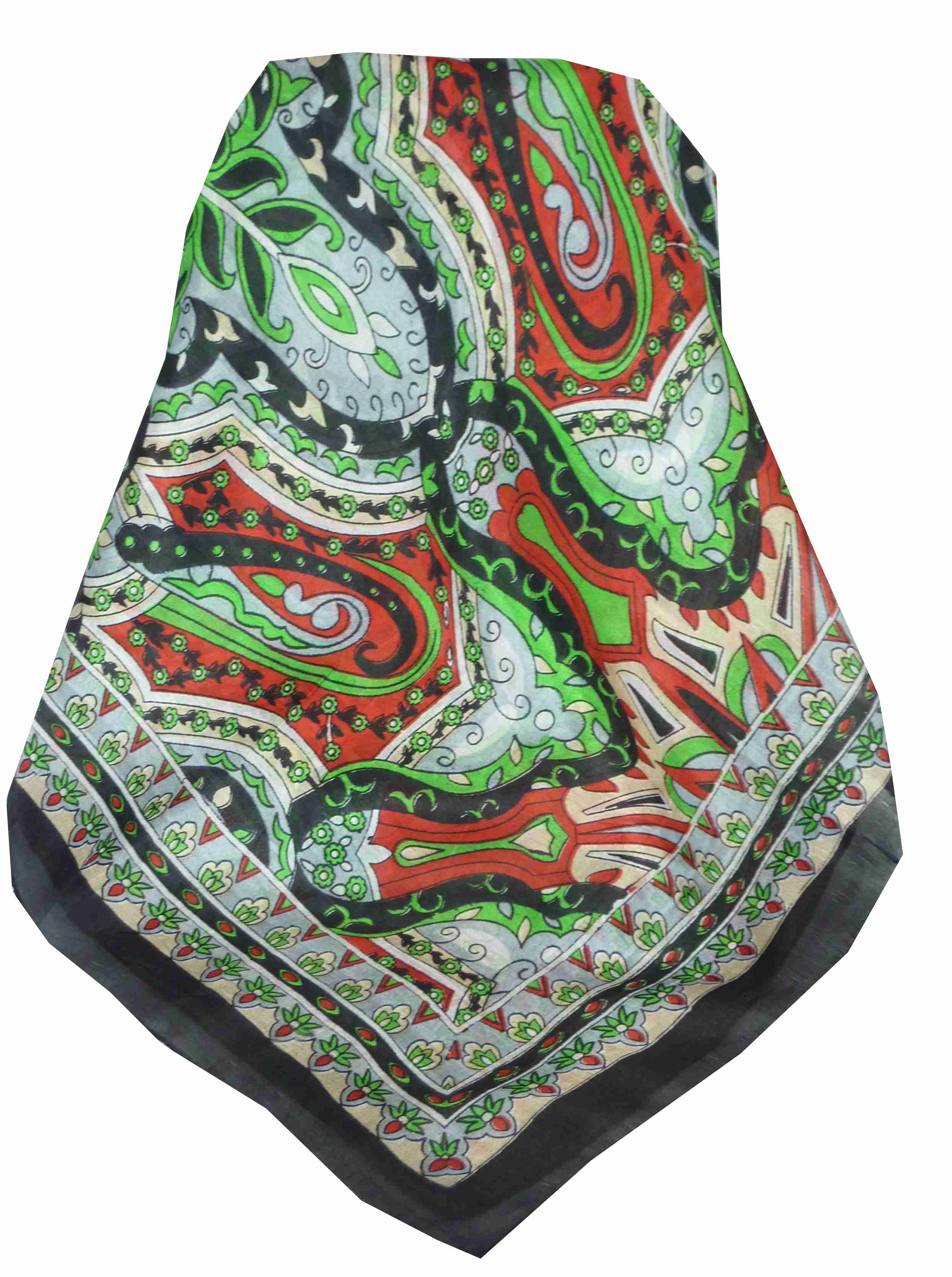 Mulberry Silk Traditional Long Scarf Sita Black by Pashmina & Silk