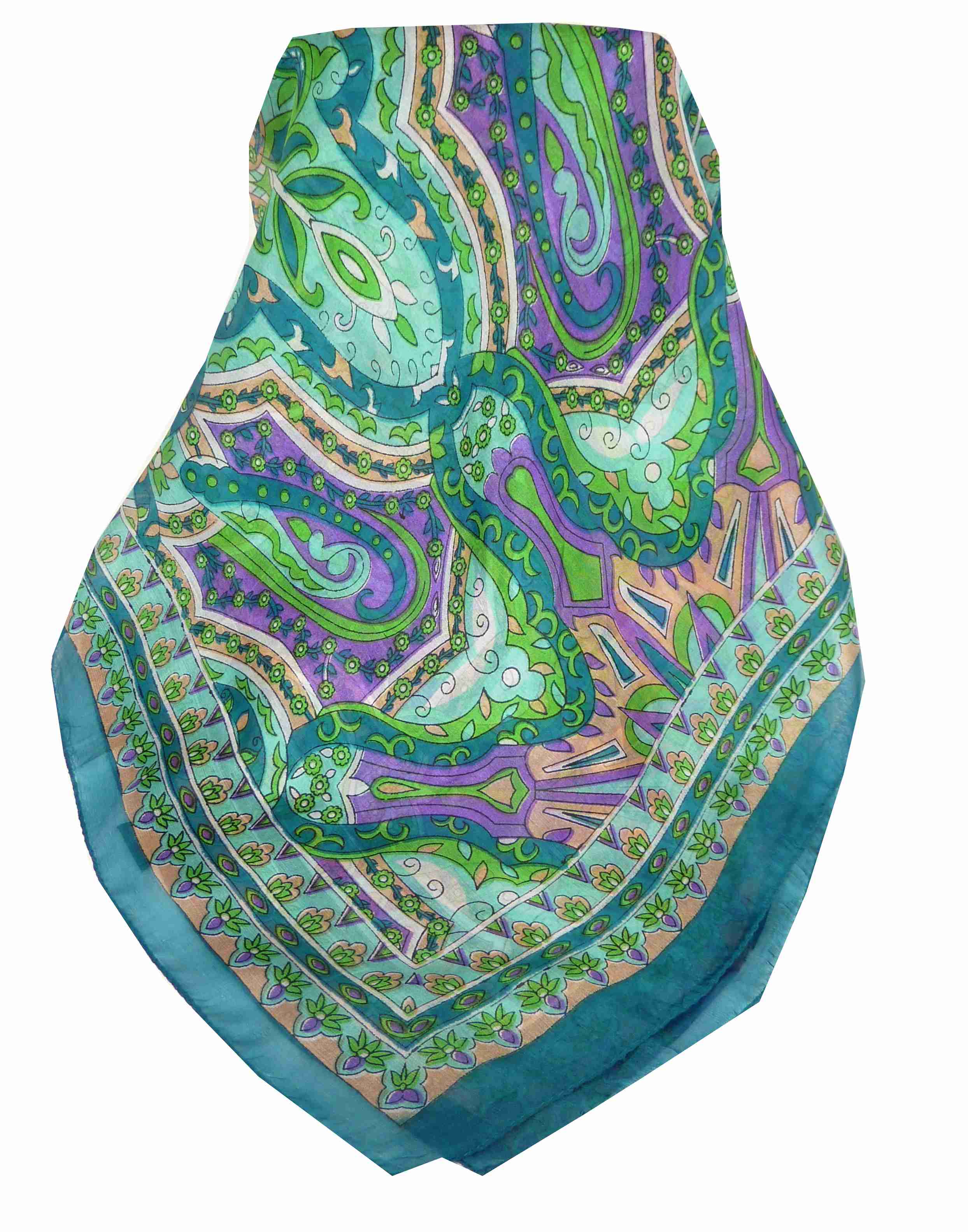 Mulberry Silk Traditional Long Scarf Sita Teal by Pashmina & Silk
