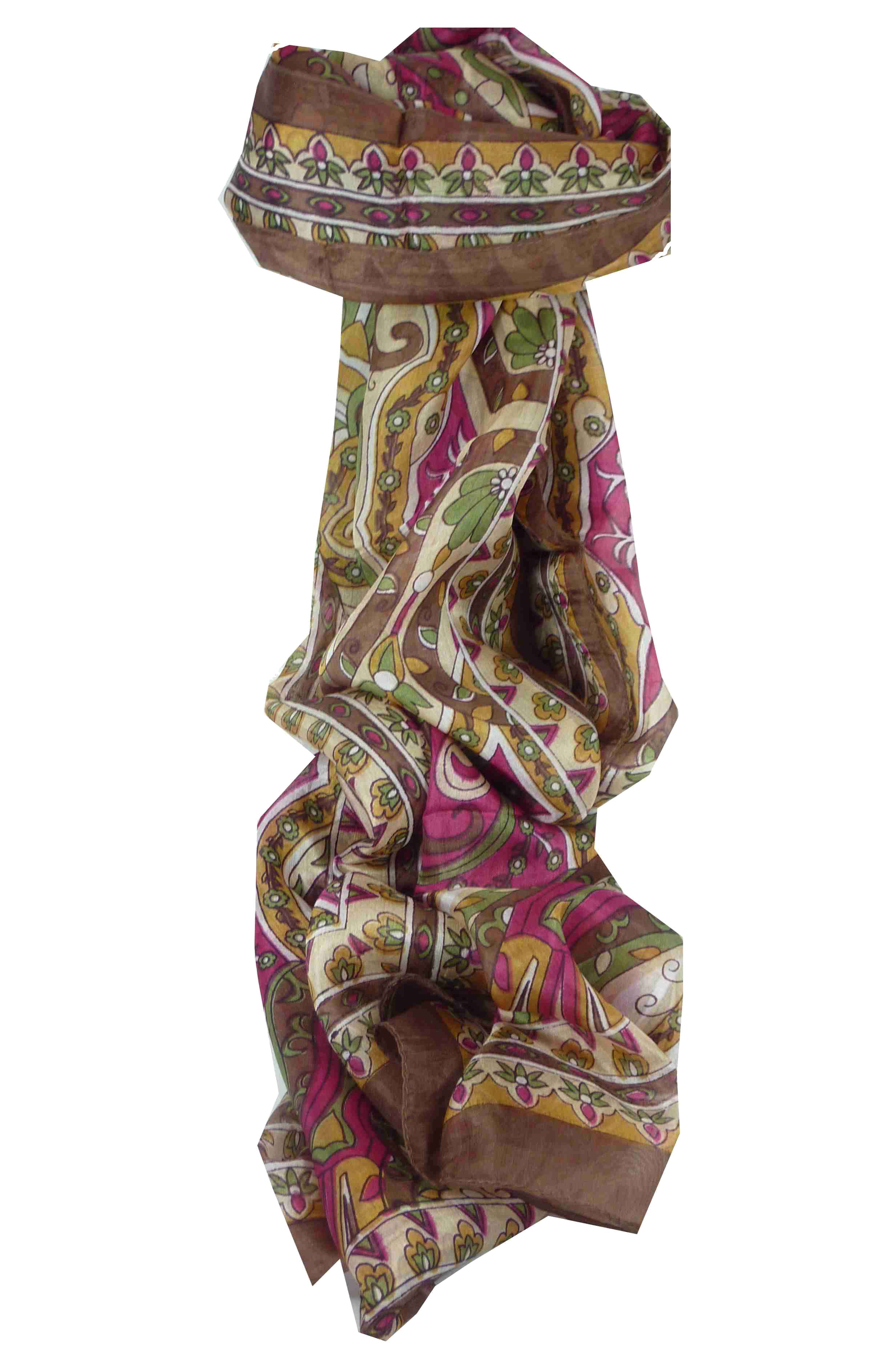 Mulberry Silk Traditional Long Scarf Sita Chestnut by Pashmina & Silk
